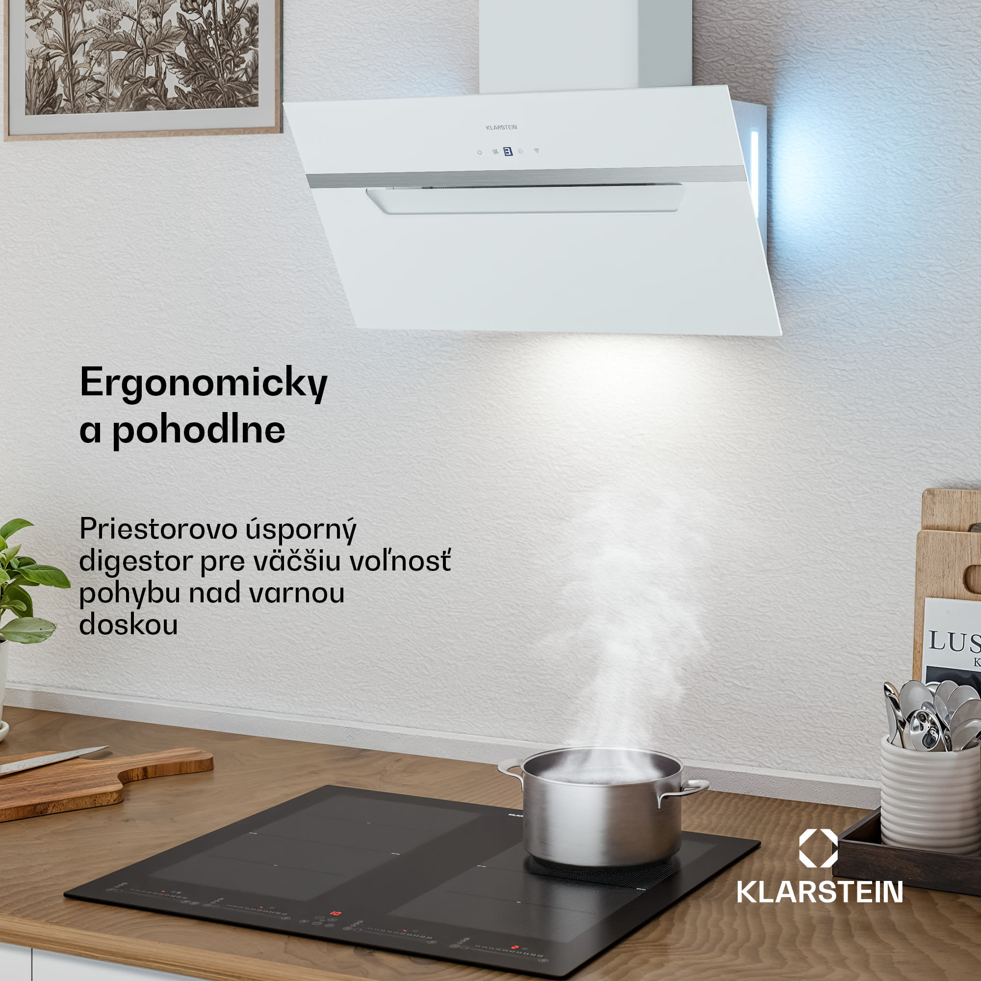 Klarstein BigBite komínová digestoř | odťah a recirkulácia | bezpečnostné sklo | 417 m³/h | 60 cm – Obrázok 2
