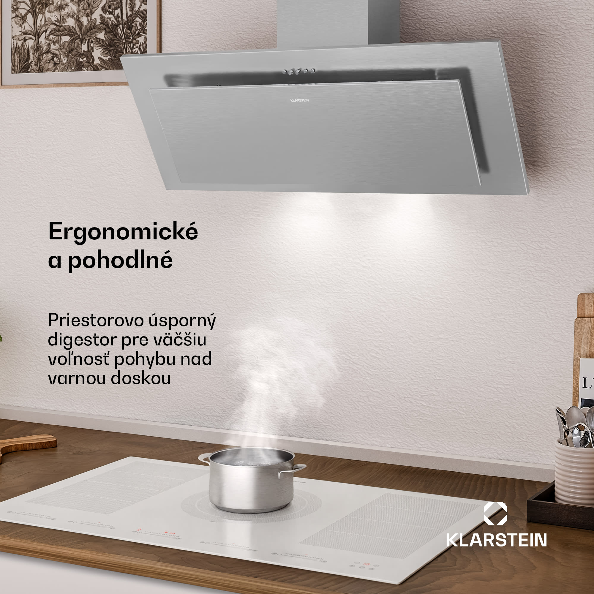 Klarstein Athena komínová digestorová kapucňa | odťah a recirkulácia | 254 m³/h | 56 W | 90 cm – Obrázok 2