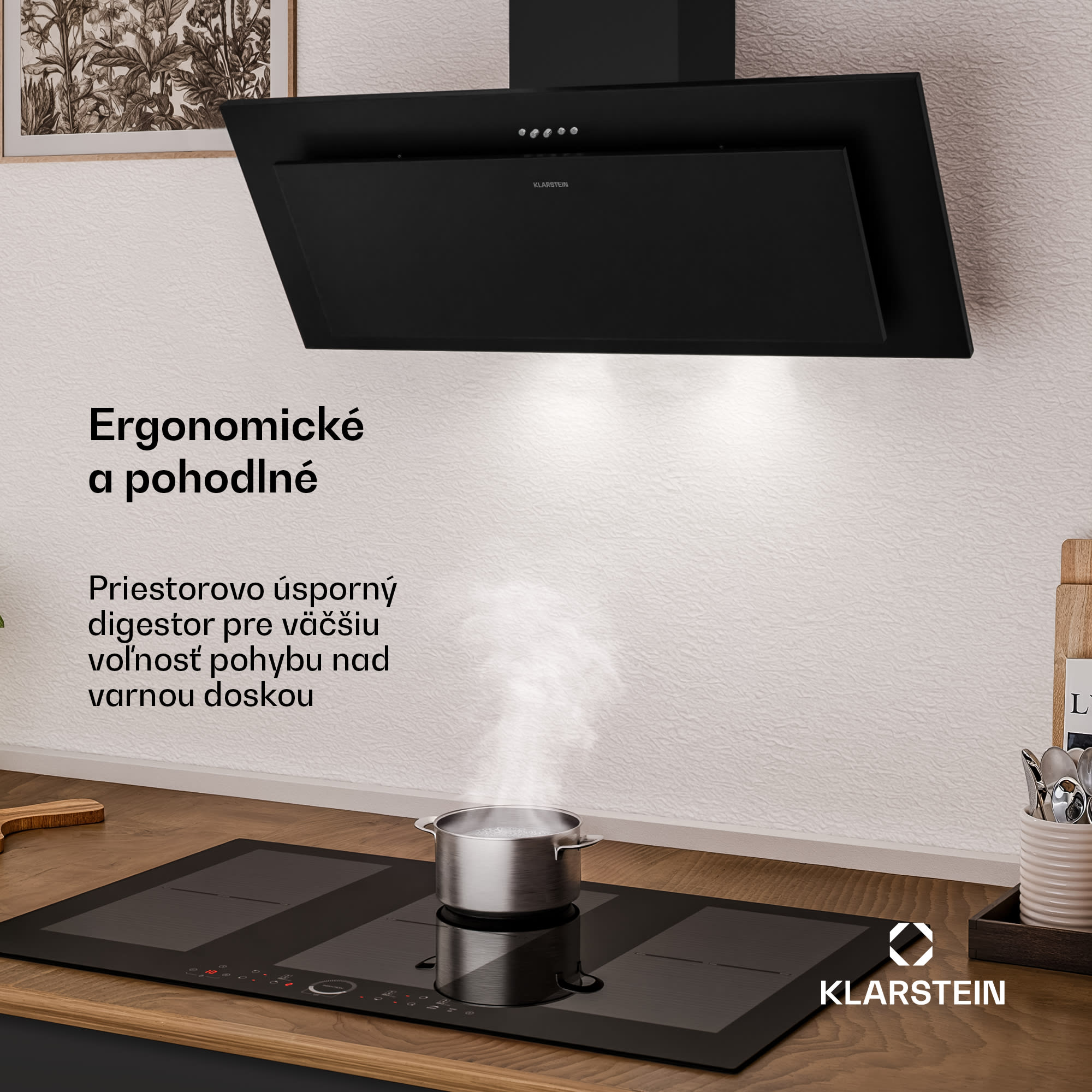 Klarstein Athena komínová digestorová kapucňa | odťah a recirkulácia | 254 m³/h | 56 W | 90 cm – Obrázok 2