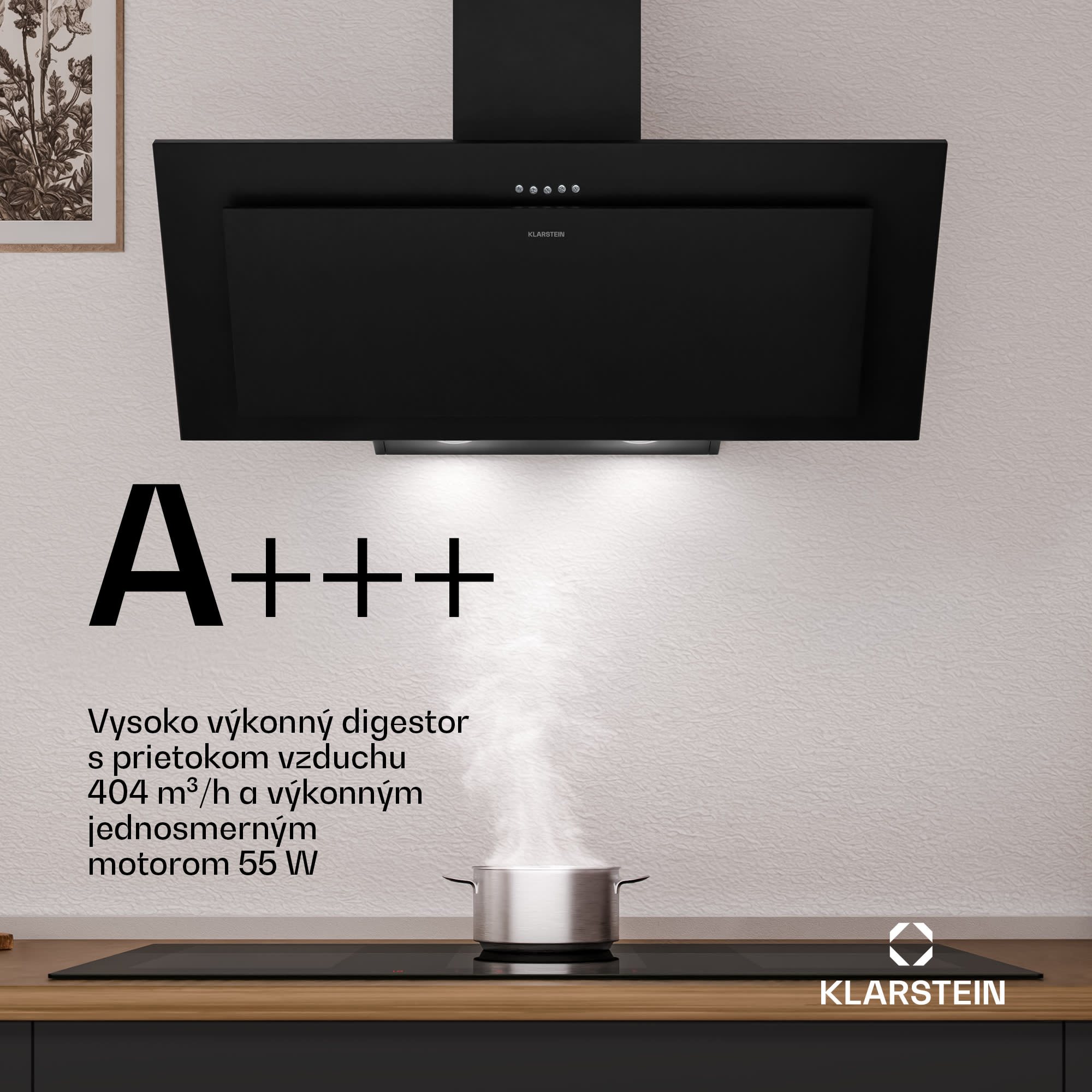 Klarstein Athena komínová digestorová kapucňa | odťah a recirkulácia | 254 m³/h | 56 W | 90 cm – Obrázok 4