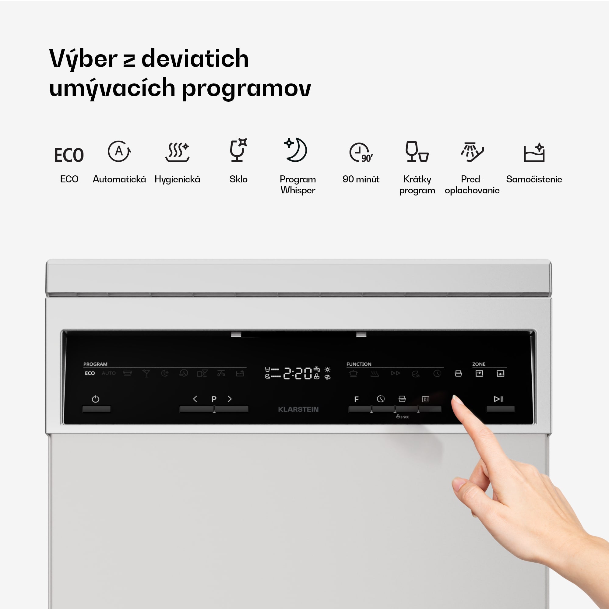 Klarstein Verosteel voľne stojaca umývačka riadu | Minimalistická, kompaktná, elegantná | EEC B | 45 cm – Obrázok 4