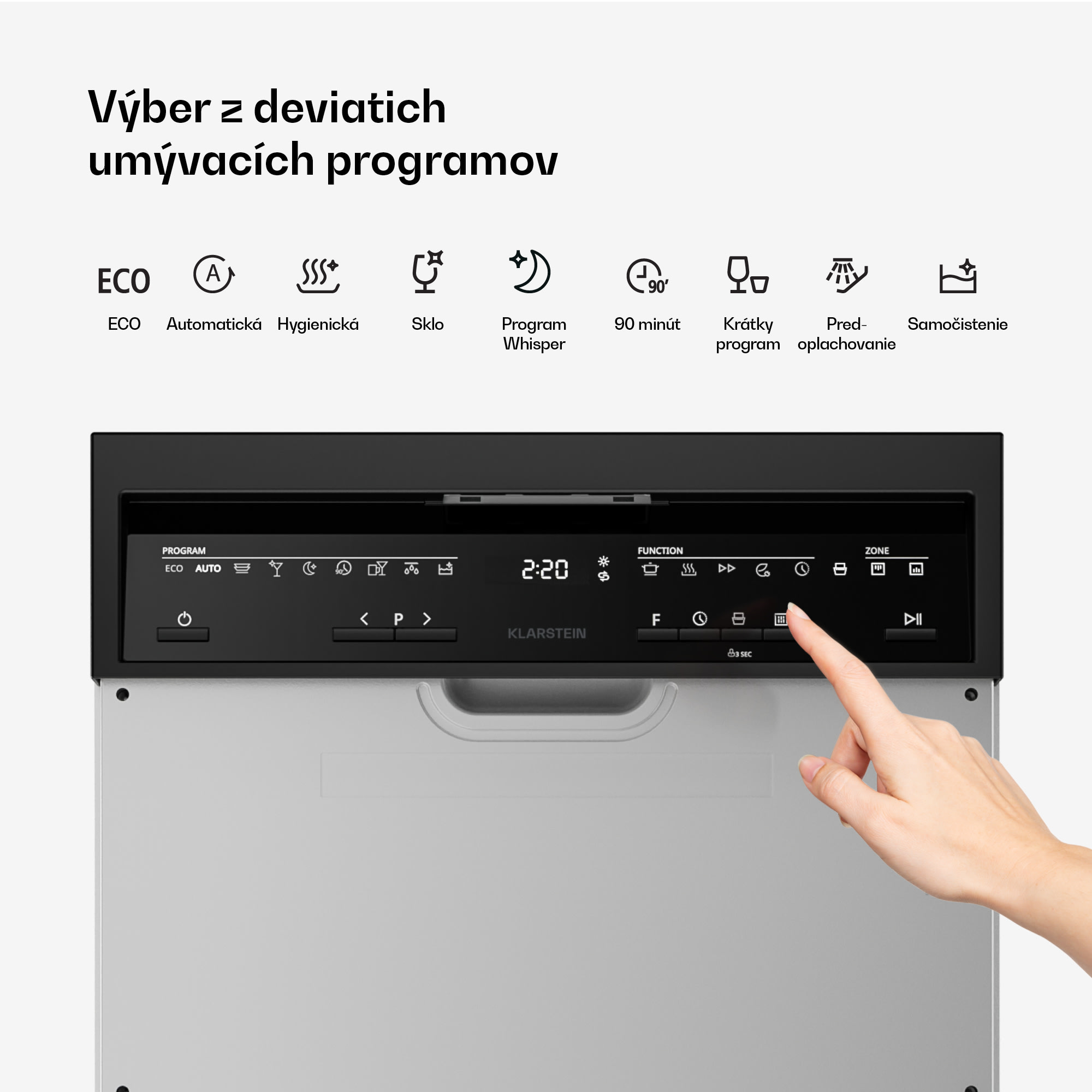 Klarstein Velaire čiastočne integrovaná umývačka riadu | minimalistická, kompaktná | energetická trieda B | 45 cm – Obrázok 4
