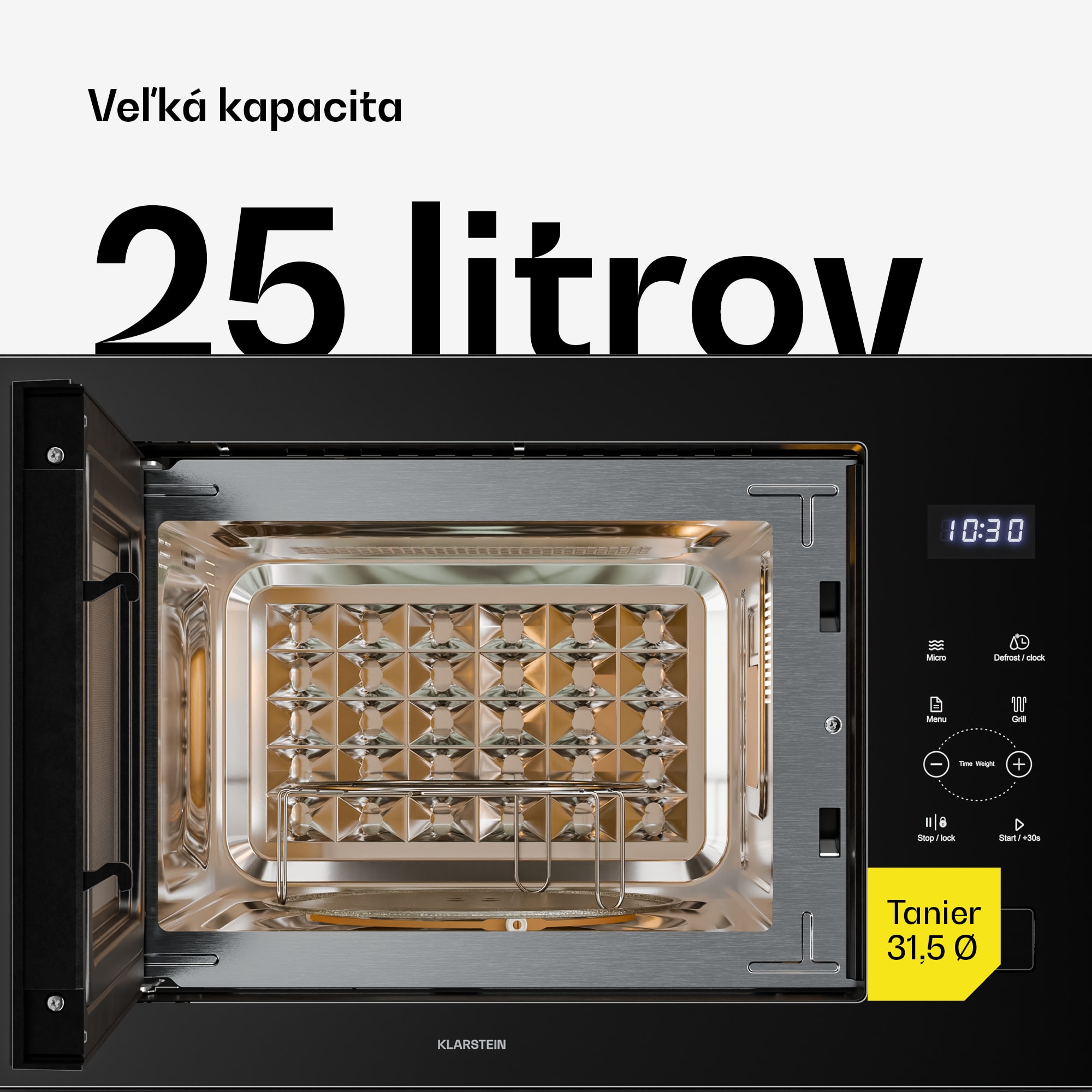 Klarstein Velaire vstavaná mikrovlnná rúra s grilom | 1200 W gril | 850 W mikrovlnka | 60 cm – Obrázok 4