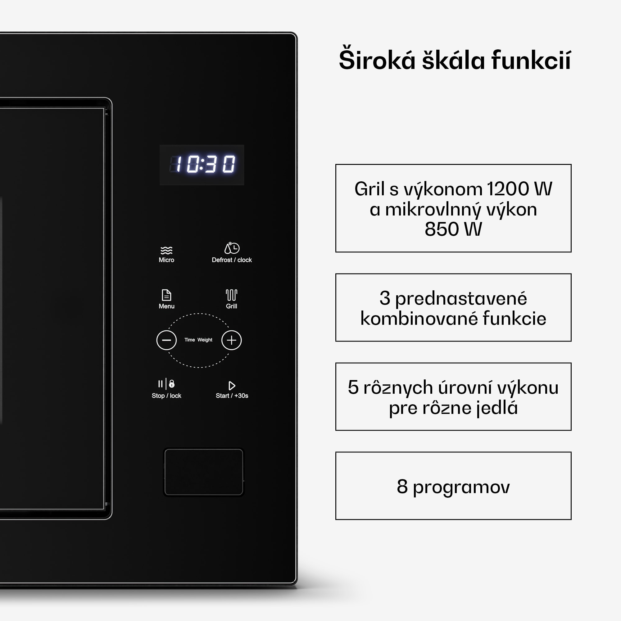 Klarstein Velaire vstavaná mikrovlnná rúra s grilom | 1200 W gril | 850 W mikrovlnka | 60 cm – Obrázok 5