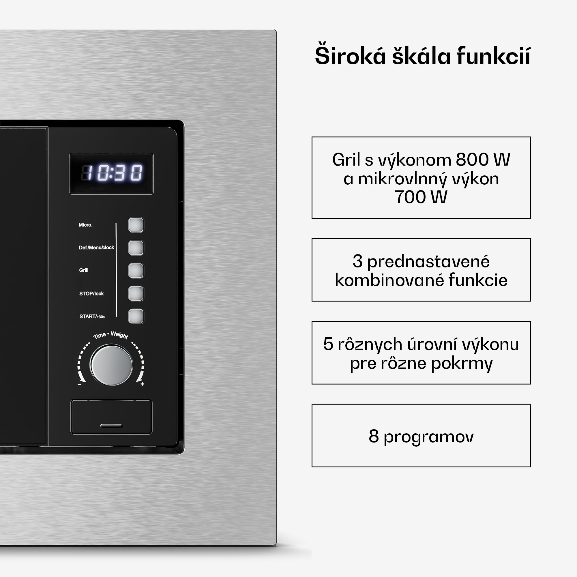 Klarstein Verosteel vstavaná mikrovlnná rúra s grilom | 800 W gril | 700 W mikrovlnka | 60 cm – Obrázok 5
