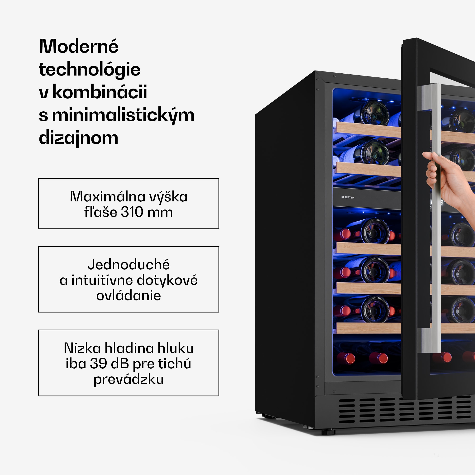 Klarstein Illuminosa vstavaná vinotéka | Dualzone | 129 litrov | 46 fliaš | 60 cm – Obrázok 4