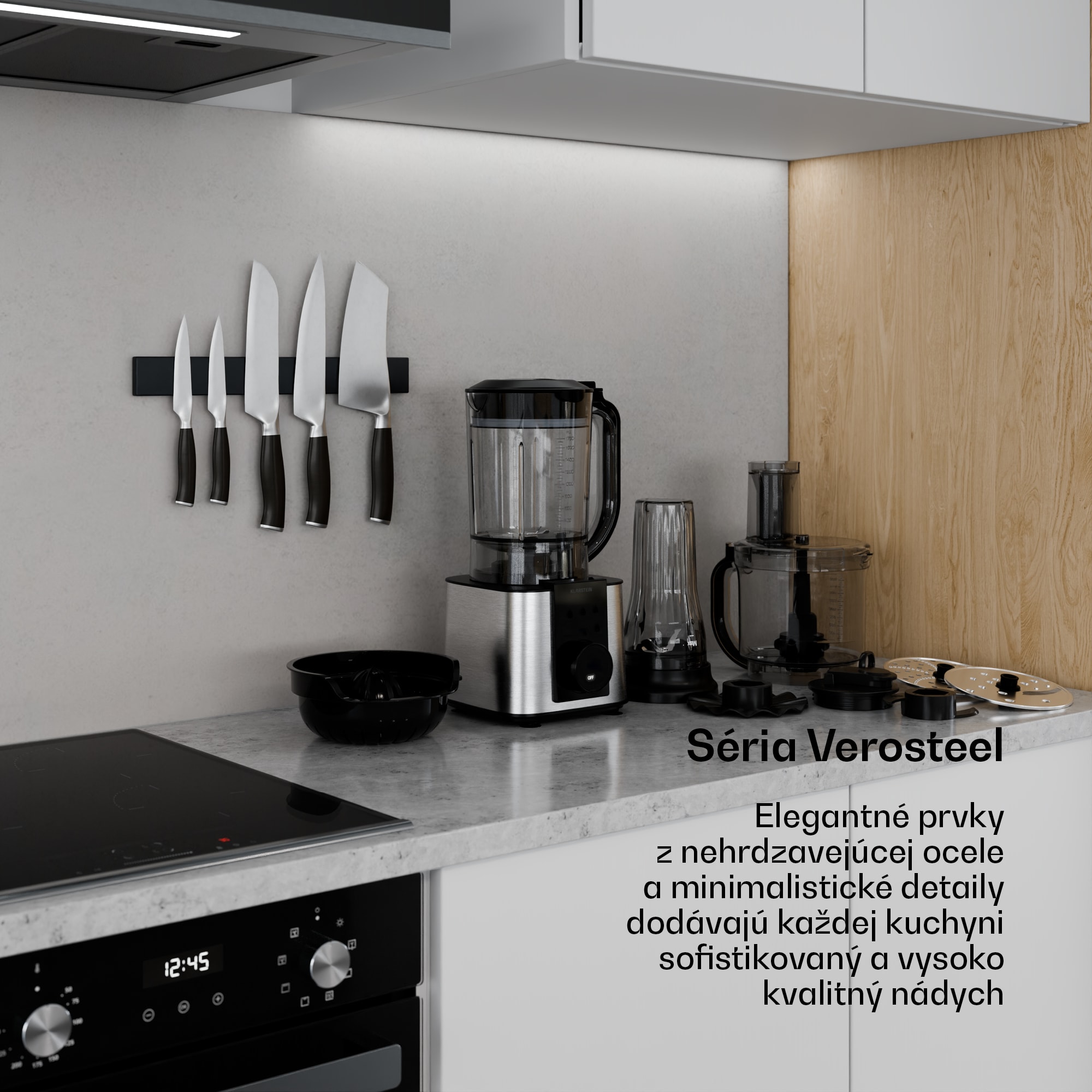 Klarstein Verosteel kuchynský robot s mixérom | Hnetenie, šľahanie a odšťavovanie | 1200 W | 2 L/1,75 L – Obrázok 2
