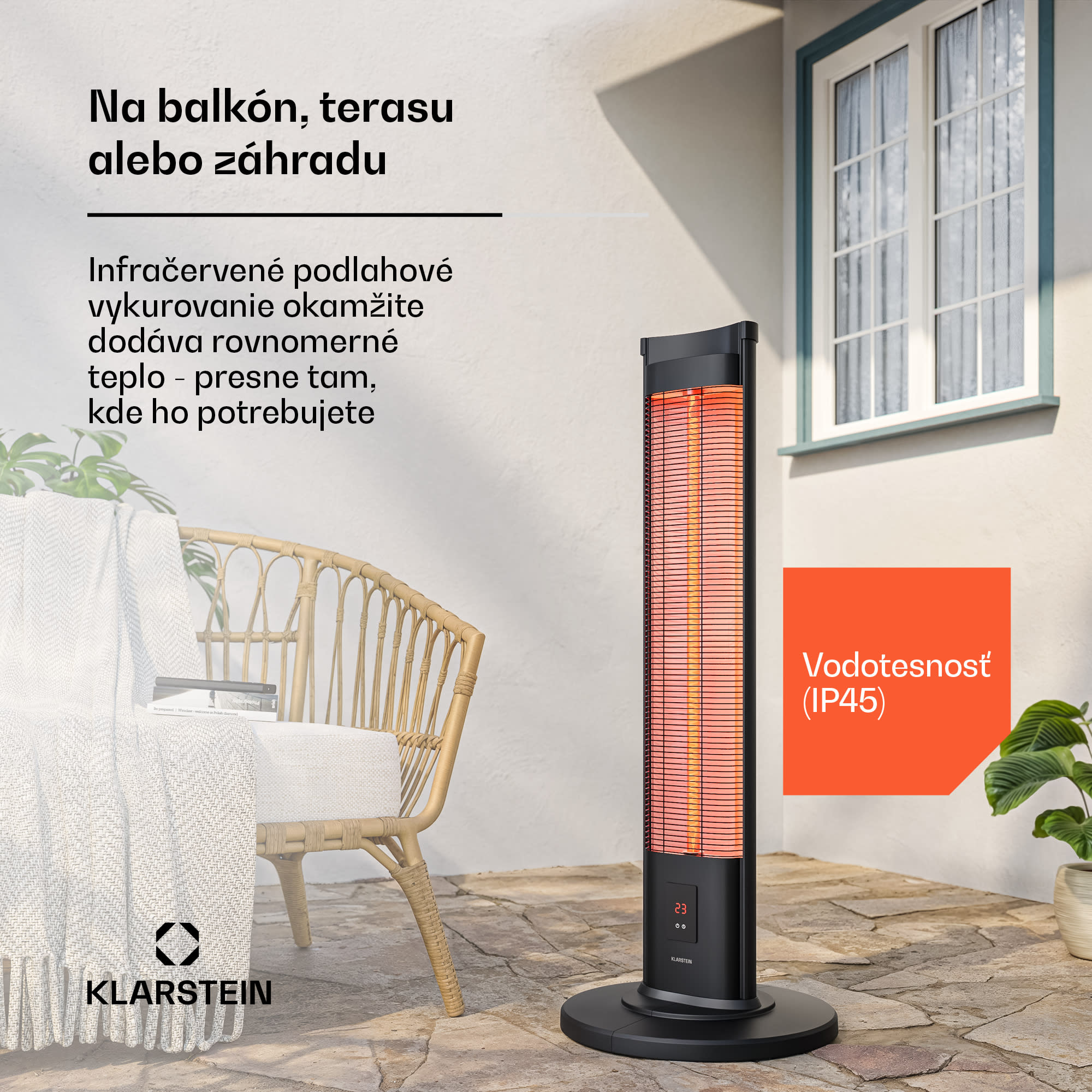 Klarstein BlazeTower infračervený ohrievač stojaci | 2000 W | 15 m² | Výkonný | 101 cm x 40 cm – Obrázok 3