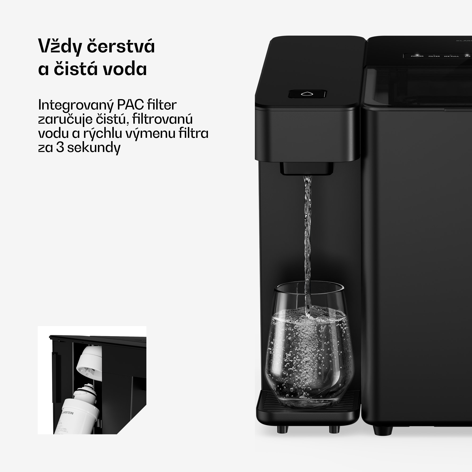 Klarstein Velaire dávkovač vody a ľadových kociek | 3600 l | PAC filter | 160 W | dotykové ovládanie – Obrázok 4