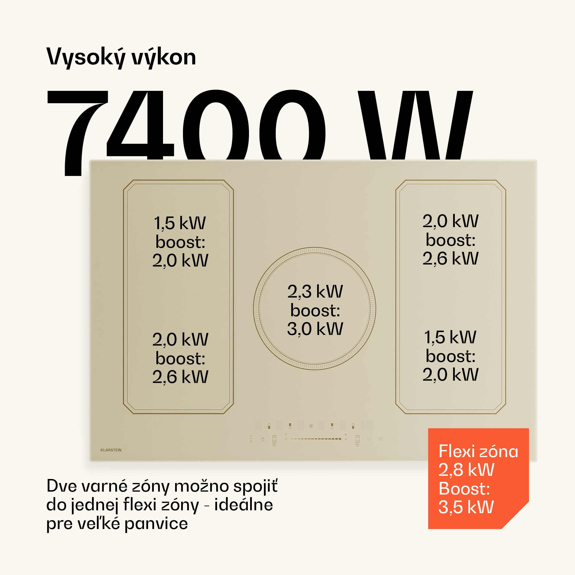 Klarstein Victoria indukčná varná doska | 5 varných zón | retro dizajn | 11500 W | 77 cm – Obrázok 3