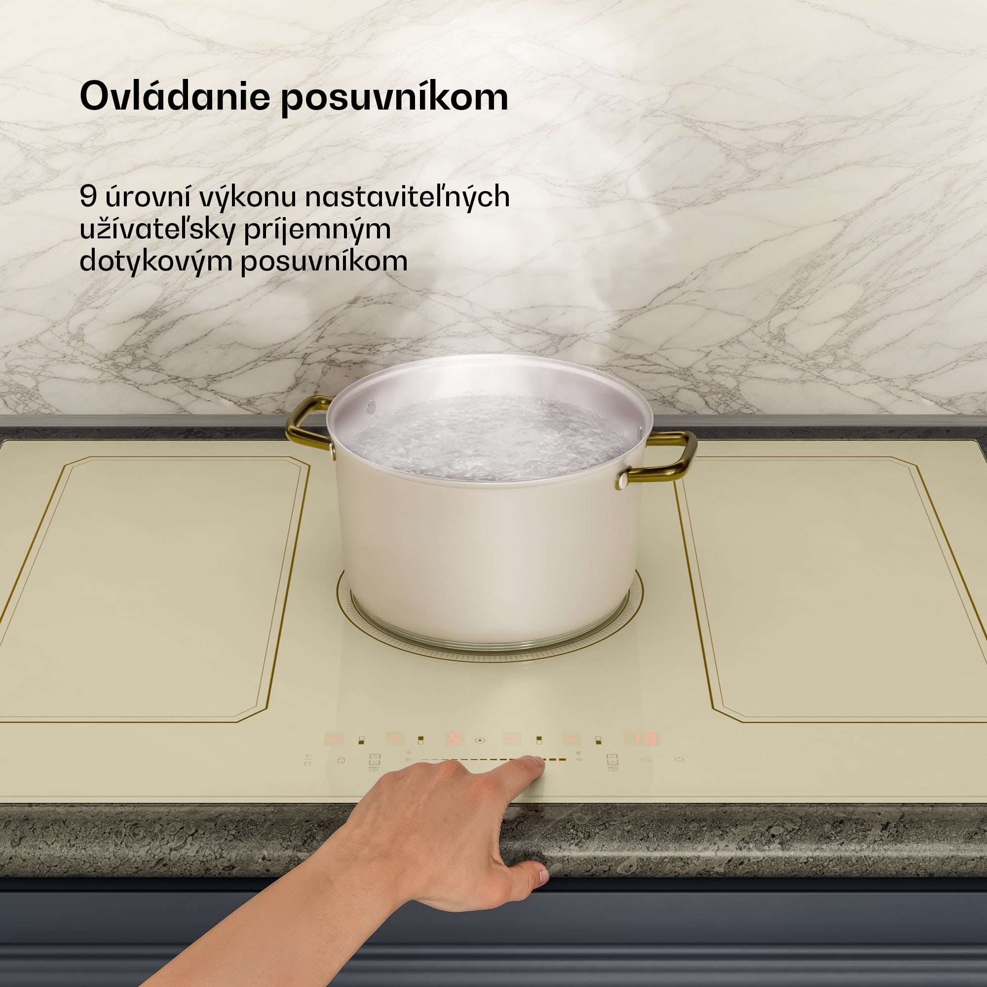 Klarstein Victoria indukčná varná doska | 5 varných zón | retro dizajn | 11500 W | 77 cm – Obrázok 5