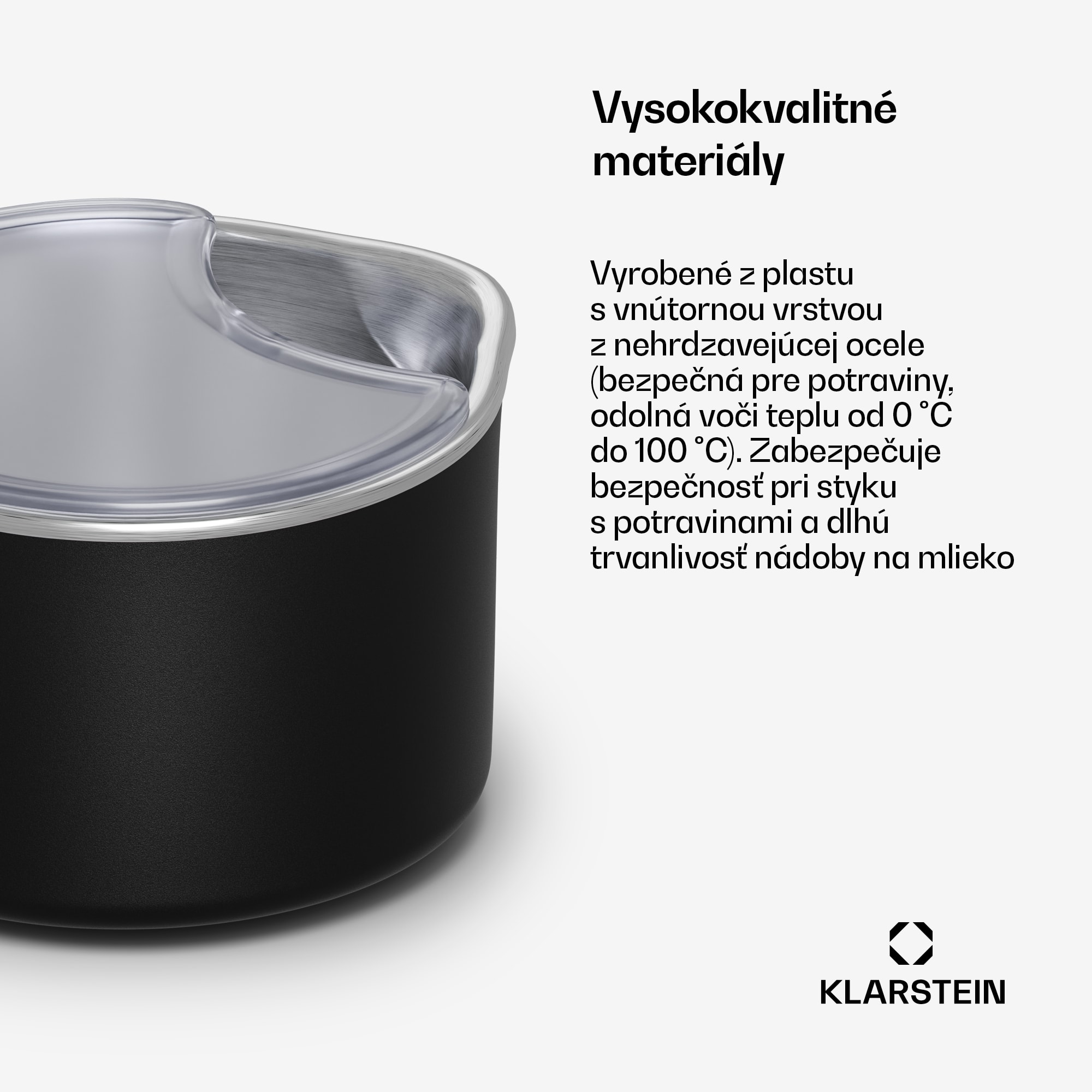 Klarstein Marcia Touch mliečnik 1,2 l plast SUS304 nerez umývateľný v umývačke riadu – Obrázok 5