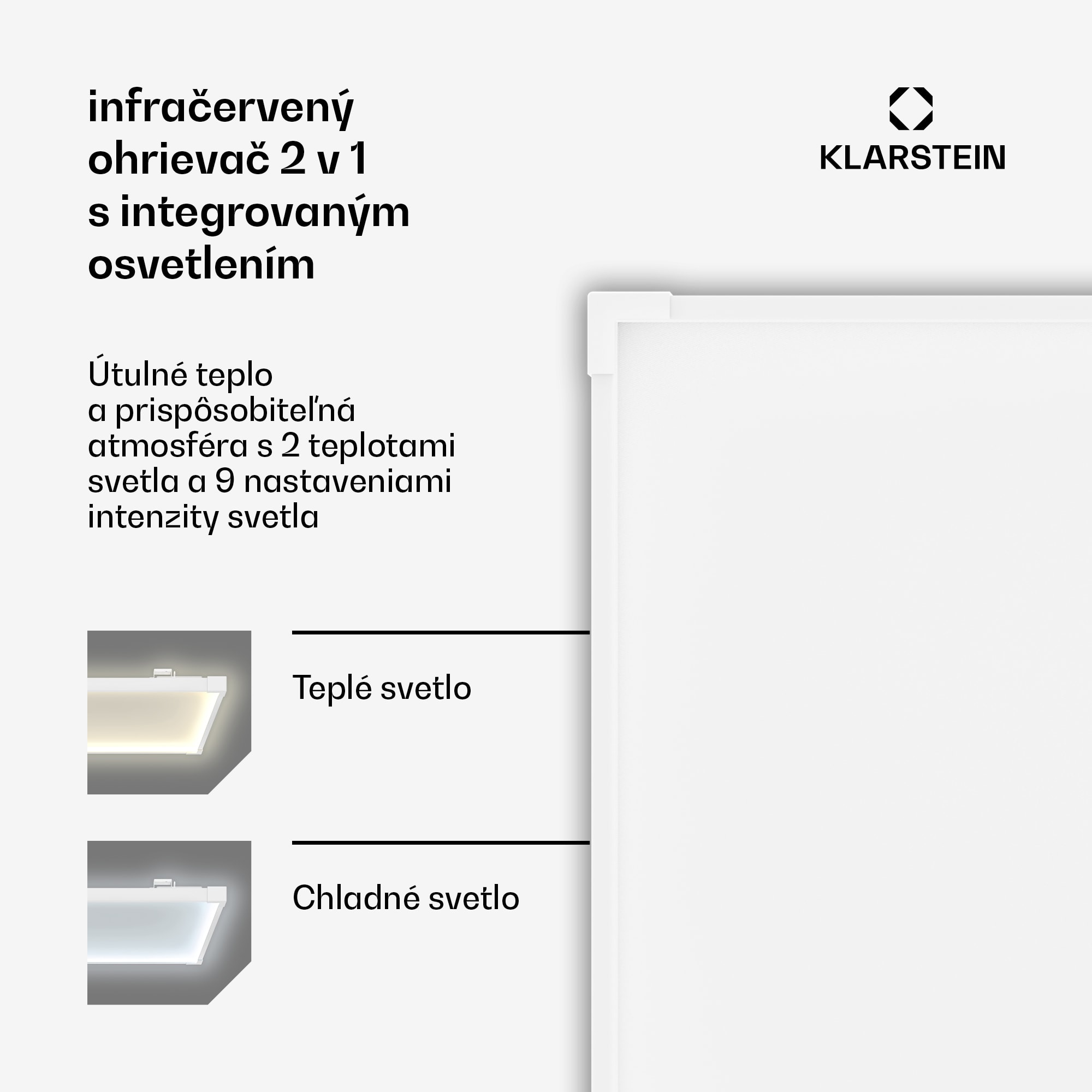 Klarstein Wondersky infračervený panel | 360 W | 4 - 8 m² | minimalistický dizajn | 60 cm x 60 cm – Obrázok 3