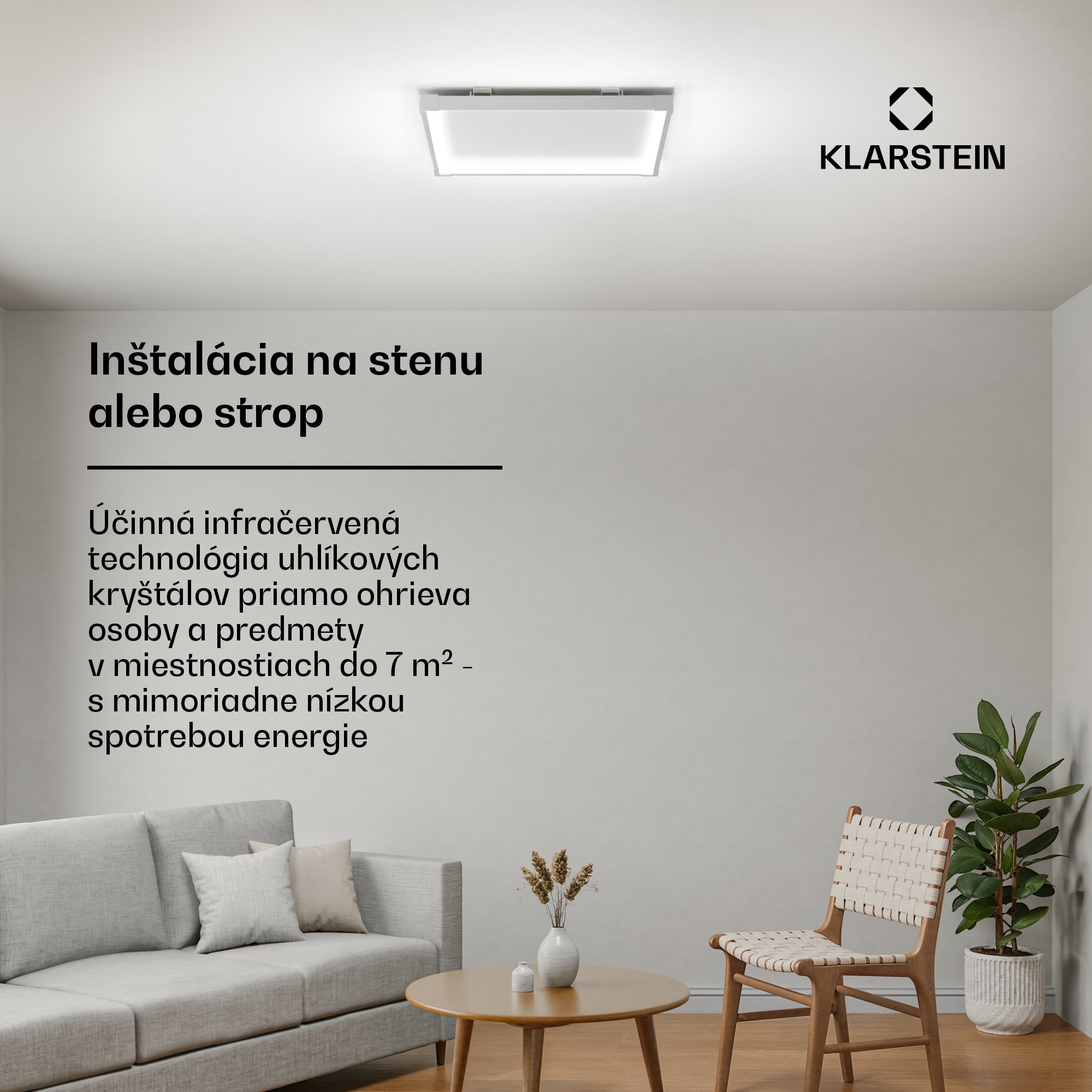 Klarstein Wondersky infračervený panel | 360 W | 4 - 8 m² | minimalistický dizajn | 60 cm x 60 cm – Obrázok 5