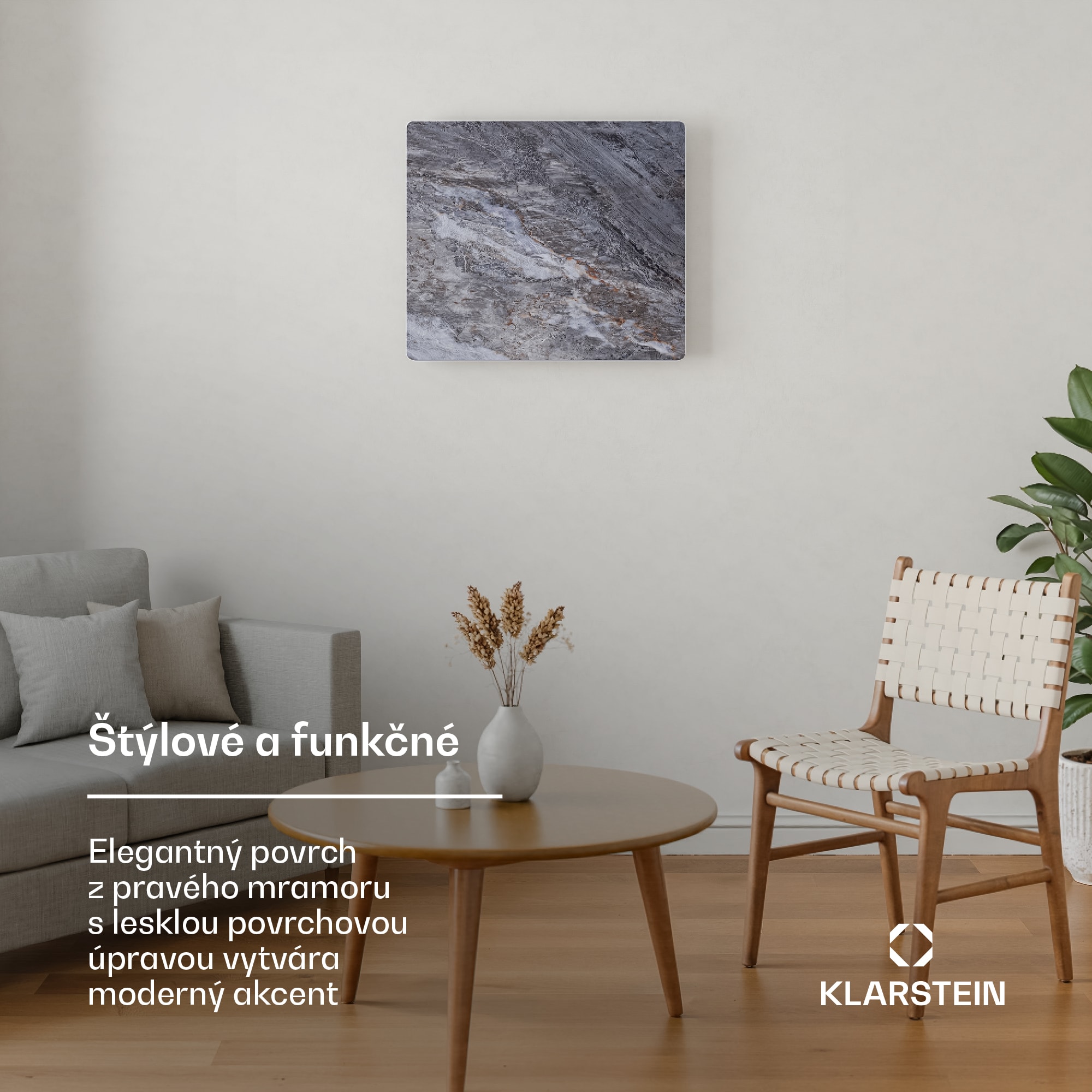 Klarstein MarmoHeat infračervený panel | 420 W | 4-8 m² | dizajn mramoru | 70 cm x 63 cm – Obrázok 3