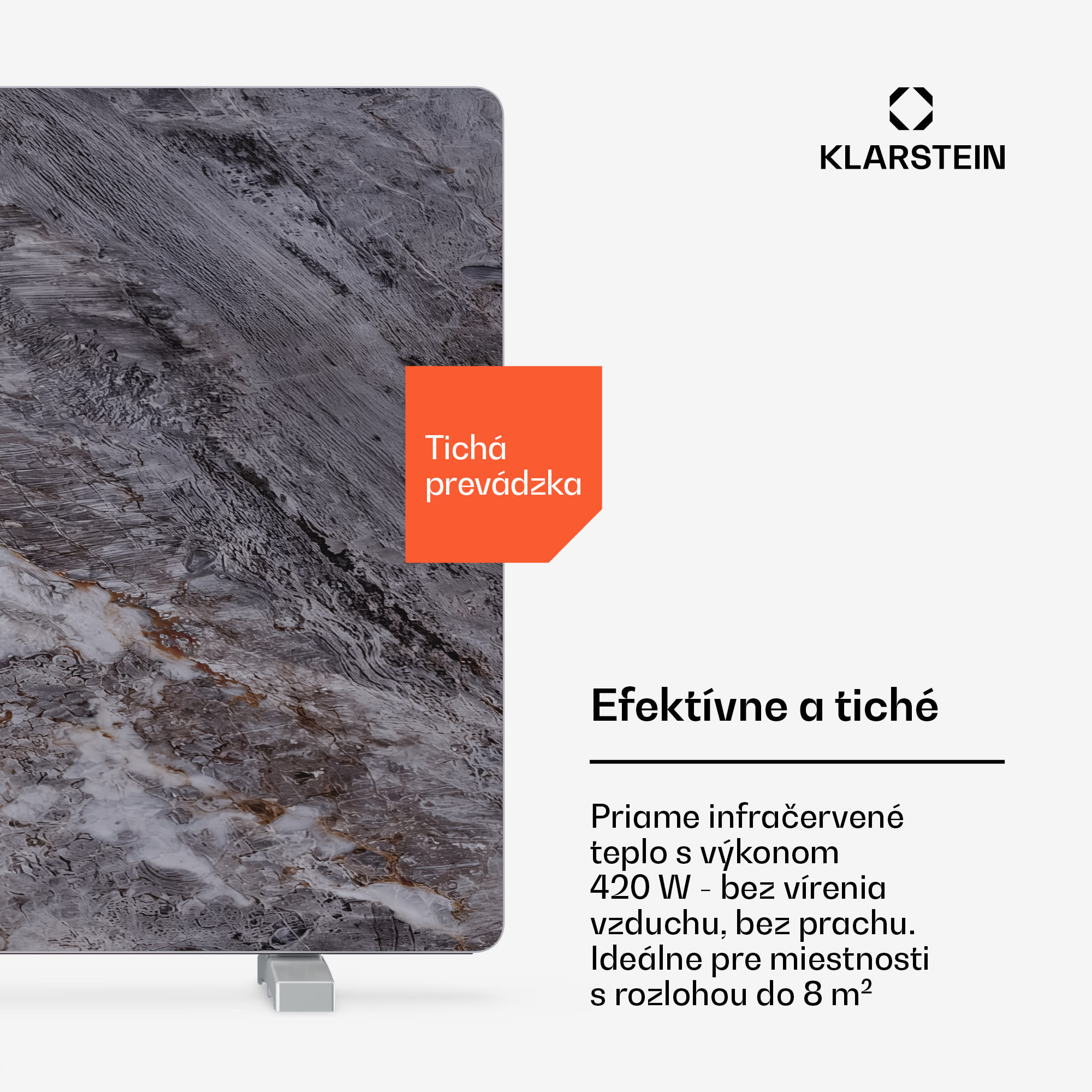 Klarstein MarmoHeat infračervený panel | 420 W | 4-8 m² | dizajn mramoru | 70 cm x 63 cm – Obrázok 5