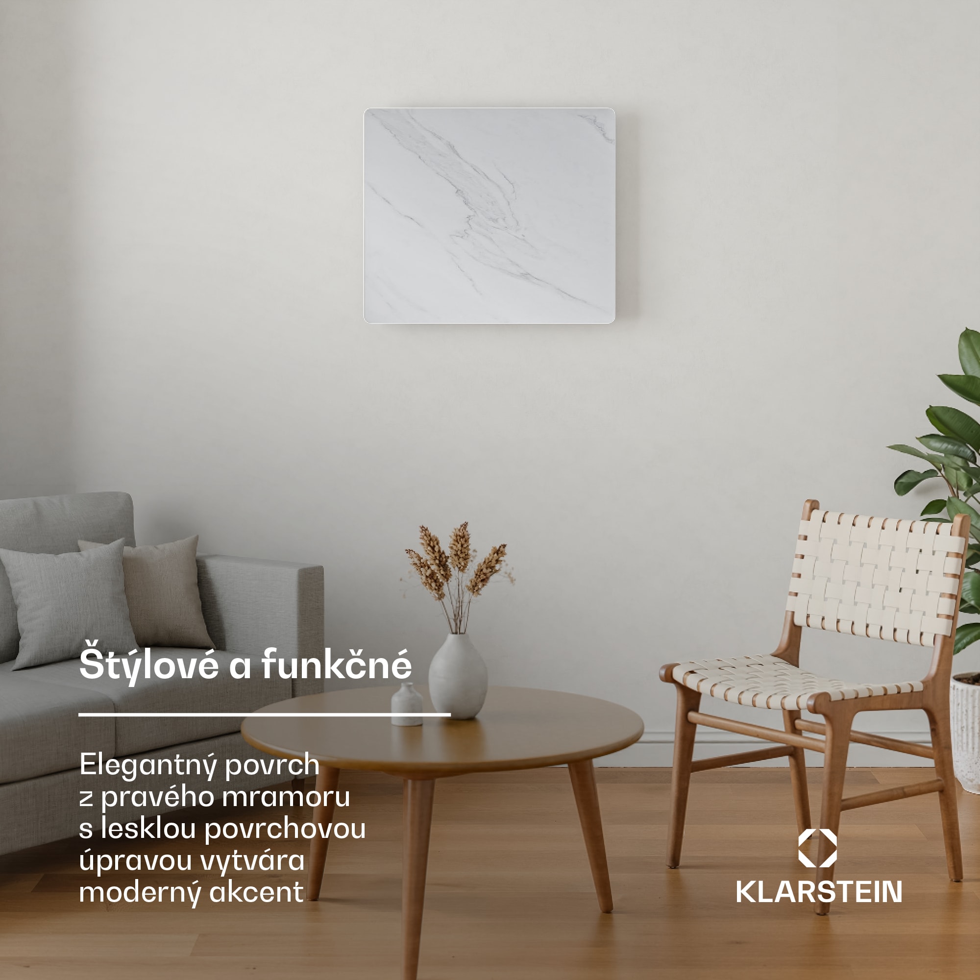 Klarstein MarmoHeat infračervený panel | 420 W | 4-8 m² | dizajn mramoru | 70 cm x 63 cm – Obrázok 2