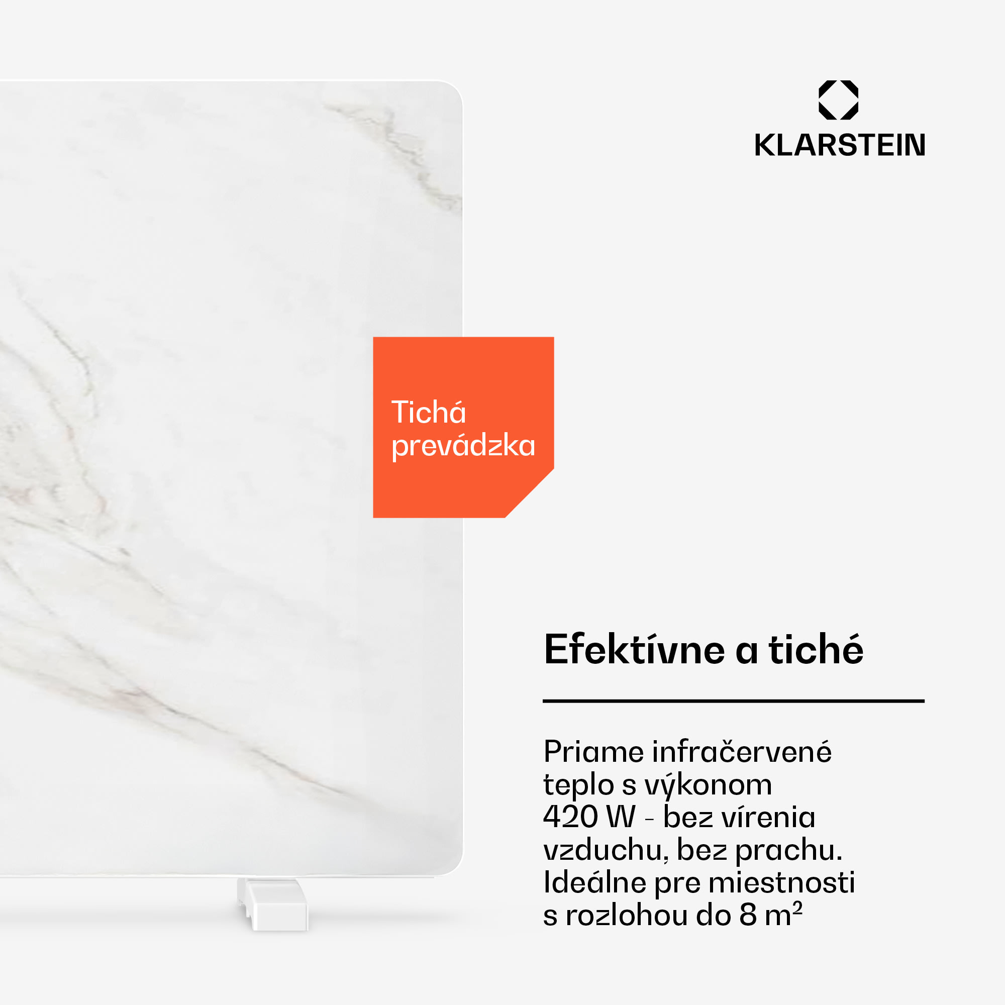 Klarstein MarmoHeat infračervený panel | 420 W | 4-8 m² | dizajn mramoru | 70 cm x 63 cm – Obrázok 4