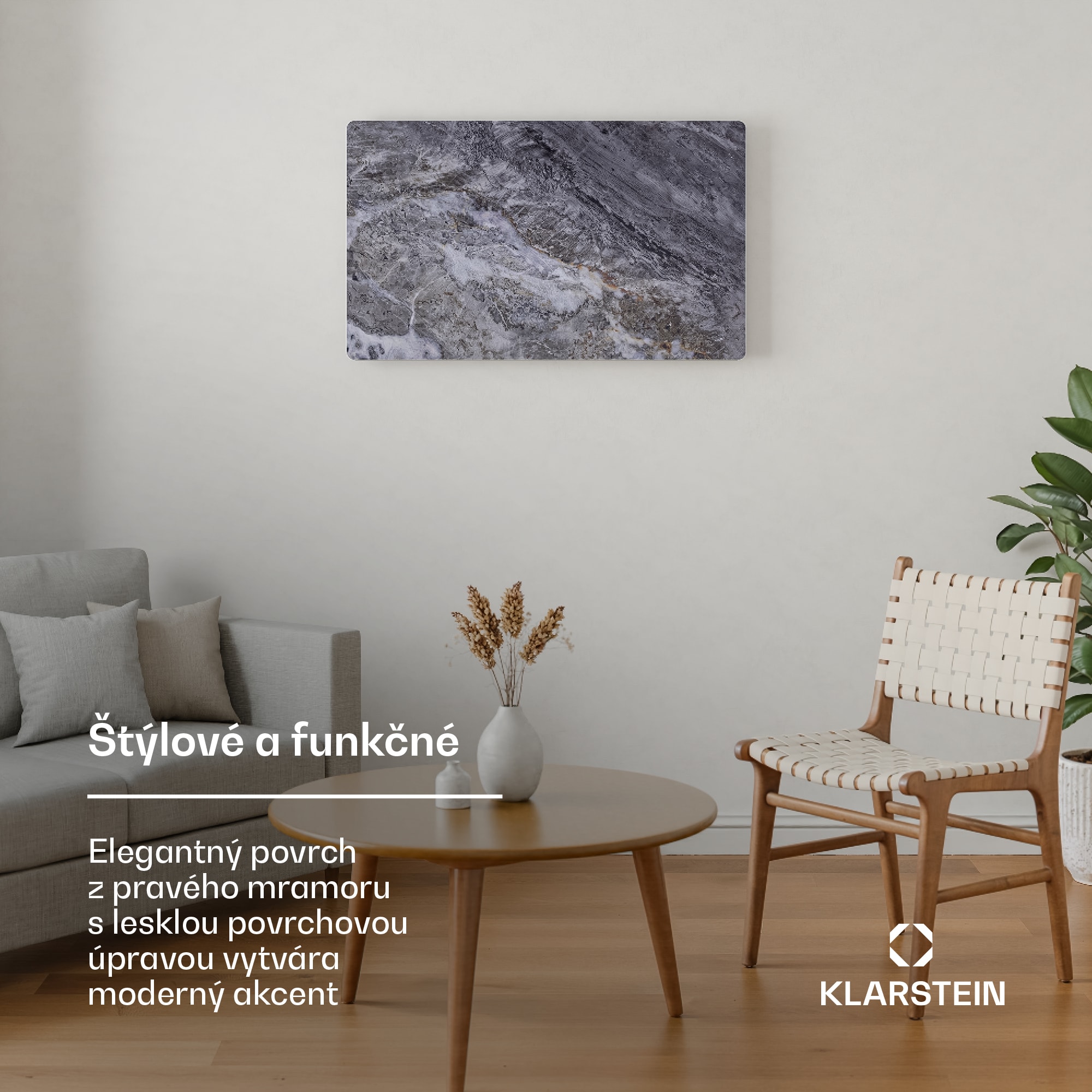 Klarstein MarmoHeat infračervený panel | 600 W | 5 - 9 m² | dizajn mramoru | 70 cm x 100 cm – Obrázok 3