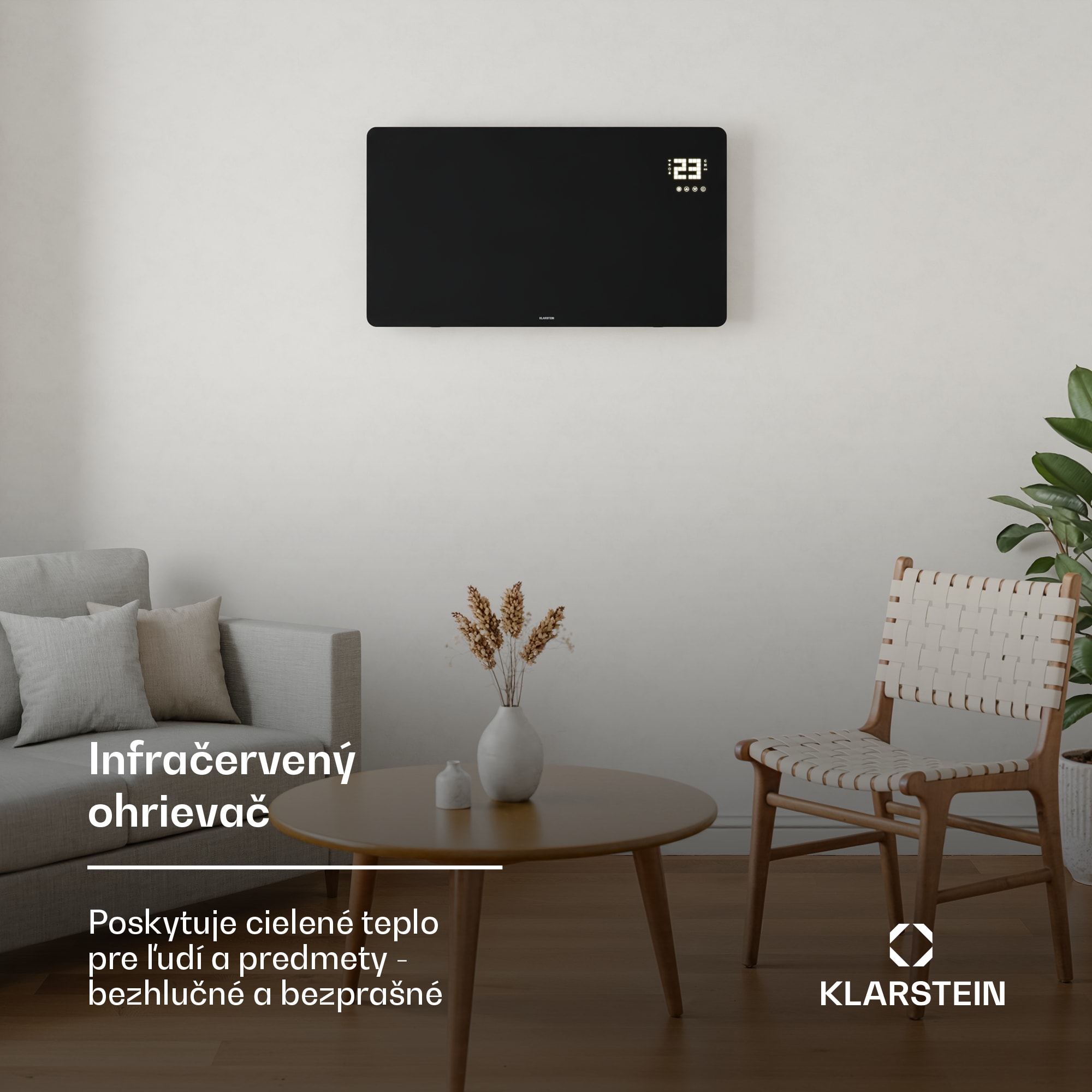Klarstein Wonderglass infračervený panel | 480 W | 5-9 m² | Moderný sklenený dizajn | 90 cm x 58 cm – Obrázok 5