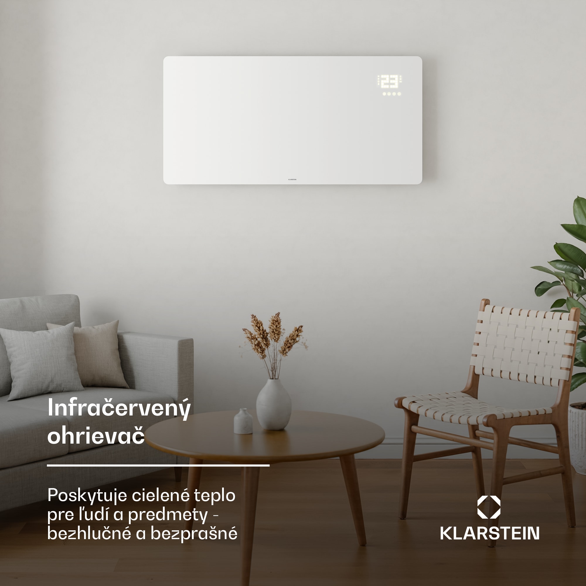 Klarstein Wonderglass infračervený panel | 720 W | 8 - 15 m² | Moderný sklenený dizajn | 120 cm x 68 cm – Obrázok 5