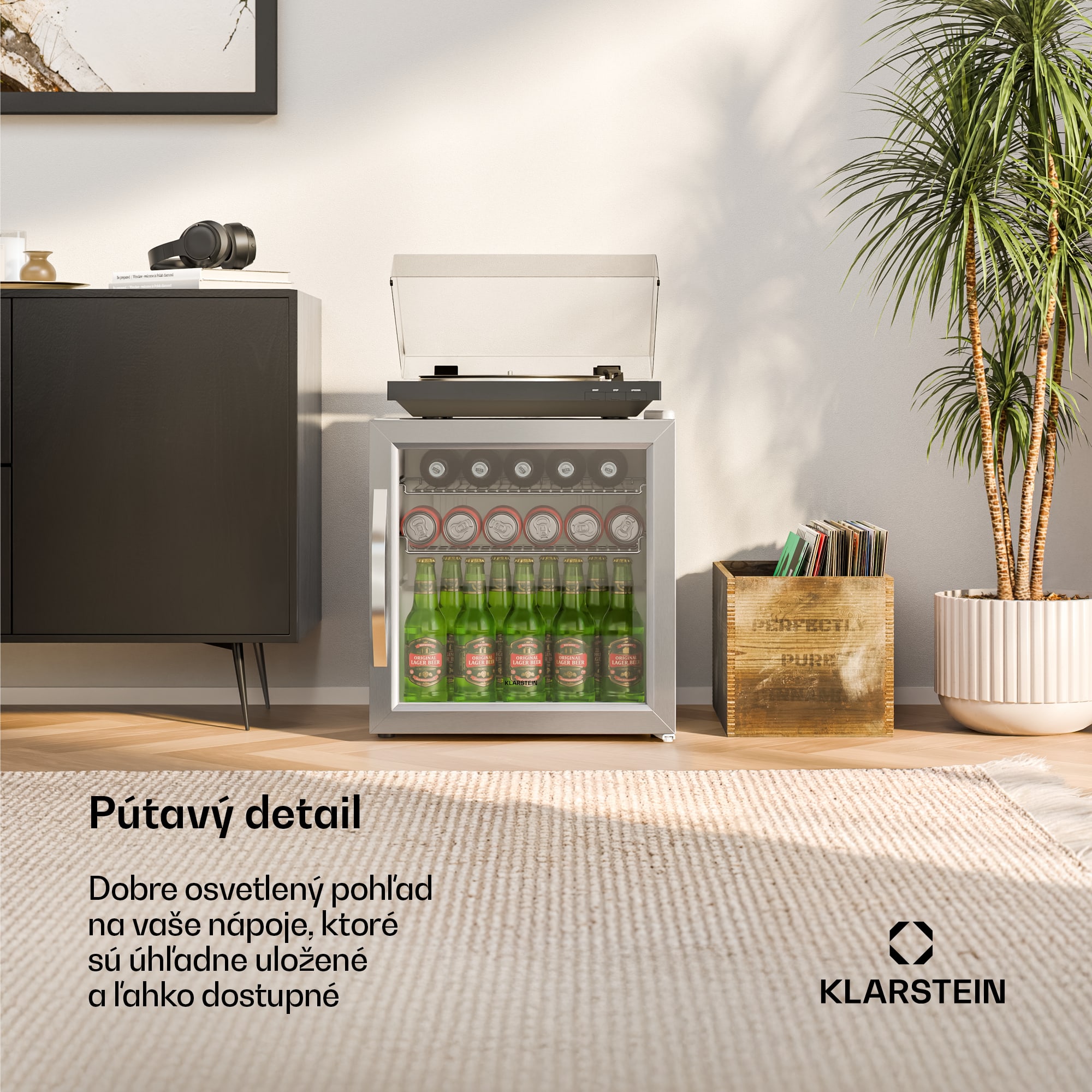 Klarstein Beersafe chladnička na nápoje so sklom dverí | 44 x 48 cm | LED vnútorné osvetlenie | strieborná-biela – Obrázok 3