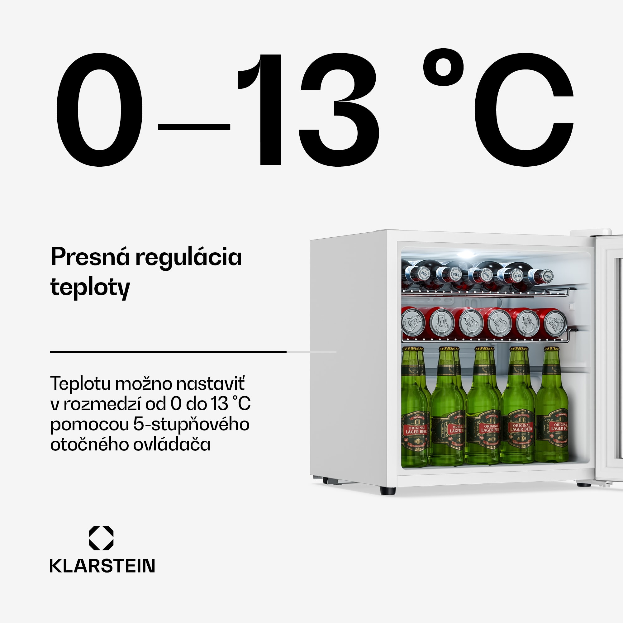Klarstein Beersafe chladnička na nápoje so sklom dverí | 44 x 48 cm | LED vnútorné osvetlenie | strieborná-biela – Obrázok 4