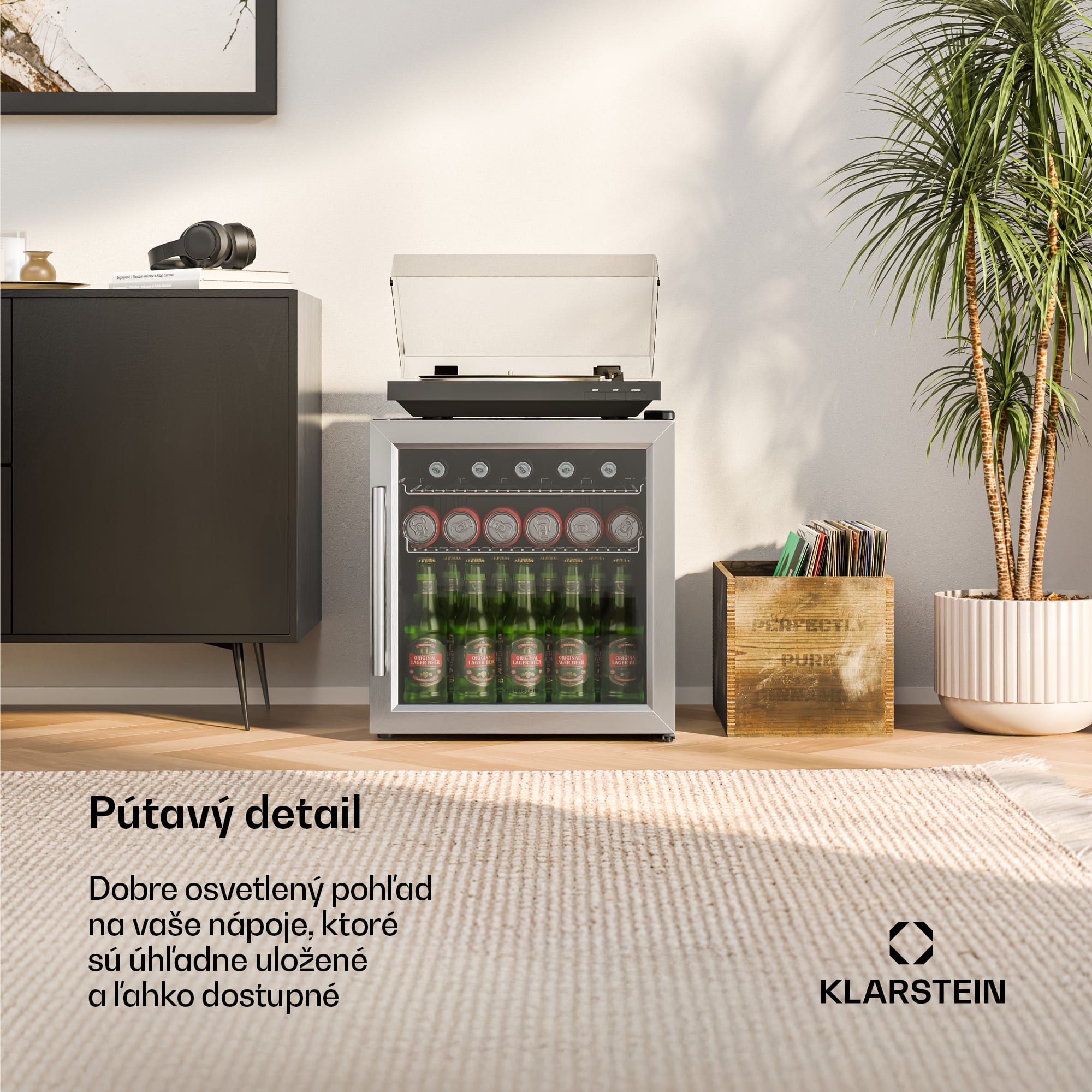 Klarstein Beersafe chladiaci nápojový box so sklenenými dverami | 44 x 48 cm | LED vnútorné osvetlenie | Strieborný – Obrázok 3