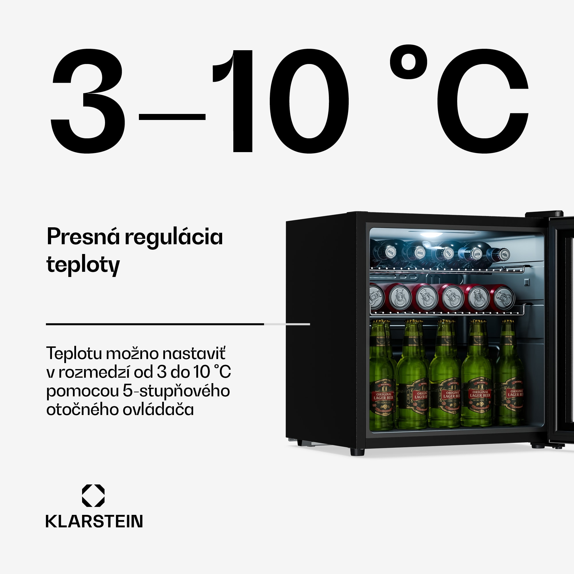 Klarstein Beersafe chladiaci nápojový box so sklenenými dverami | 44 x 48 cm | LED vnútorné osvetlenie | Strieborný – Obrázok 4