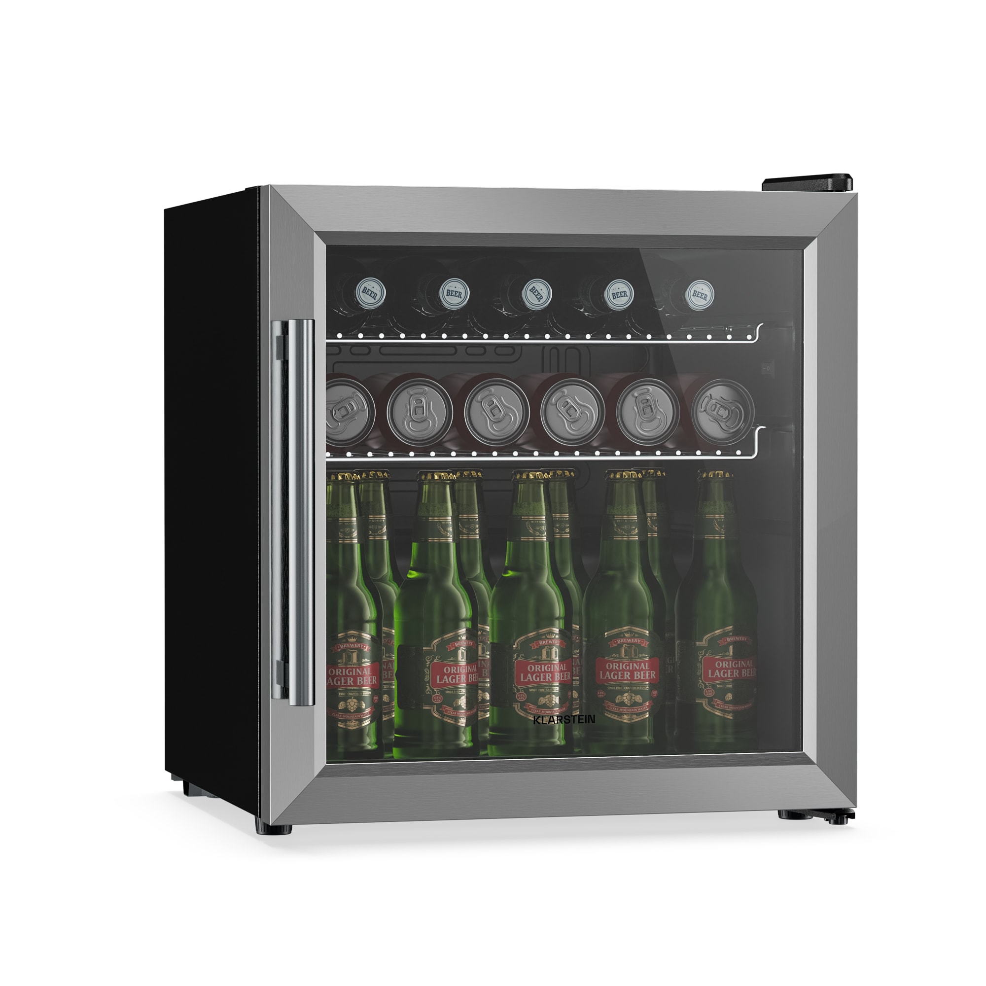Klarstein Beersafe chladiaci nápojový box so sklenenými dverami | 44 x 48 cm | LED vnútorné osvetlenie | Strieborný