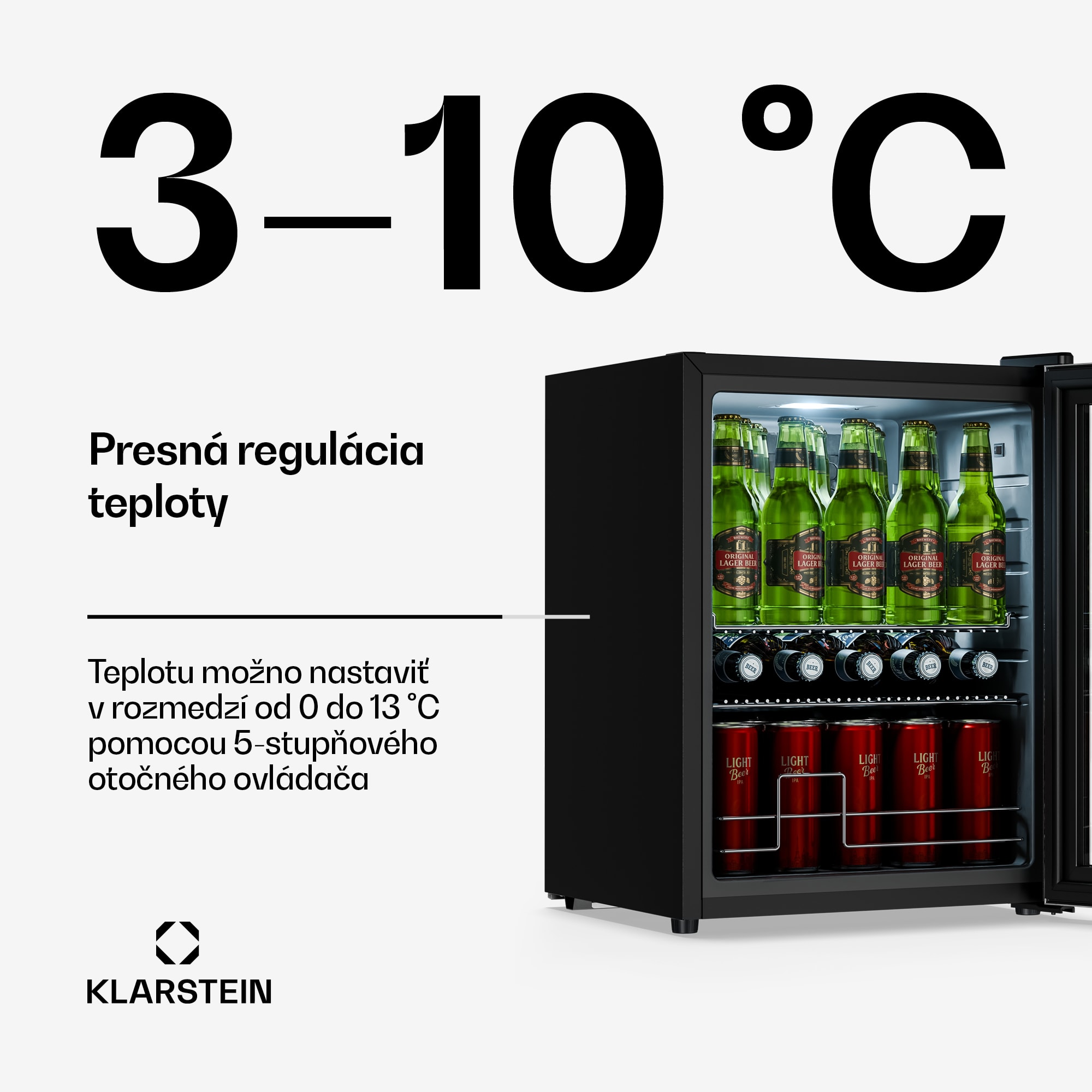 Klarstein Beersafe chladiaca skriňa na nápoje so sklenenými dverami | 64 x 48 cm | LED vnútorné osvetlenie – Obrázok 4