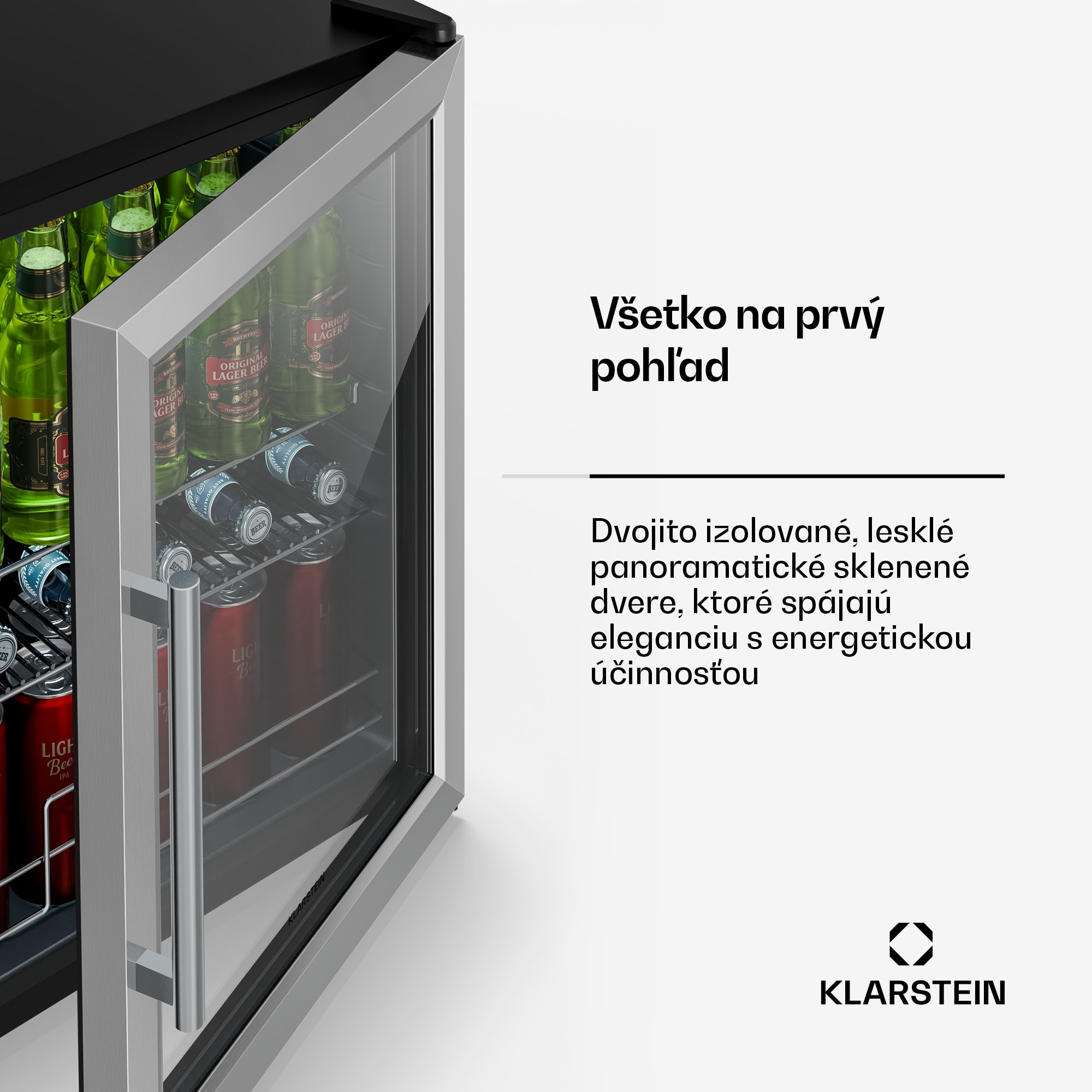 Klarstein Beersafe chladiaca skriňa na nápoje so sklenenými dverami | 64 x 48 cm | LED vnútorné osvetlenie – Obrázok 5
