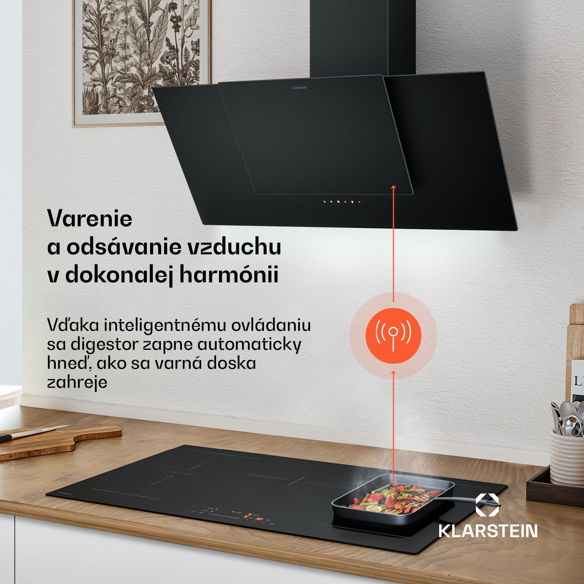 Klarstein HaloSync indukčná varná doska a odsávač pár | 5 varných zón | 11 400 W | 632 m³/h | 90 cm – Obrázok 2