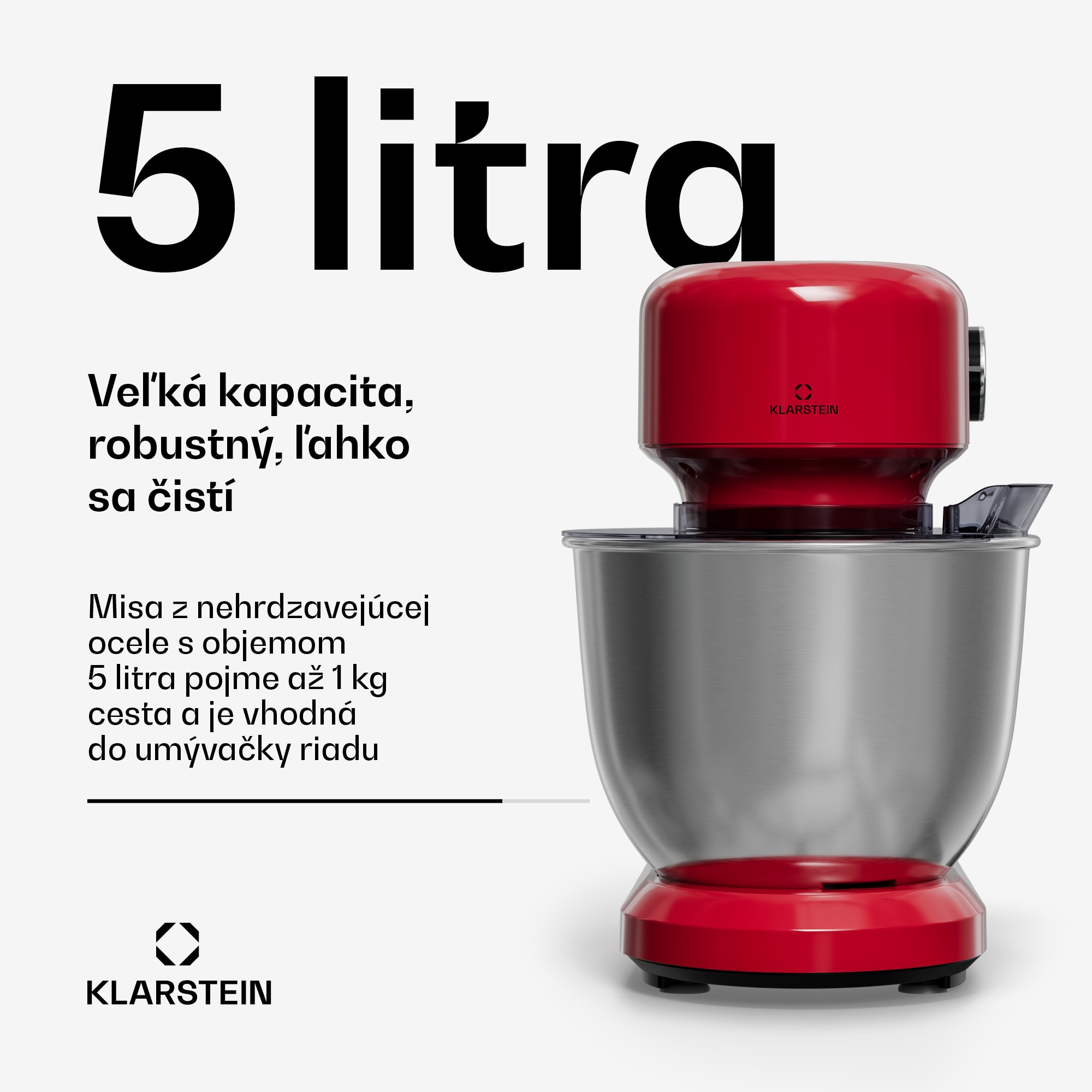 Klarstein Bella Evo kuchynský robot | Planetárny miešací systém | 3 miešacie nadstavce | 1500 W | 5 l – Obrázok 3