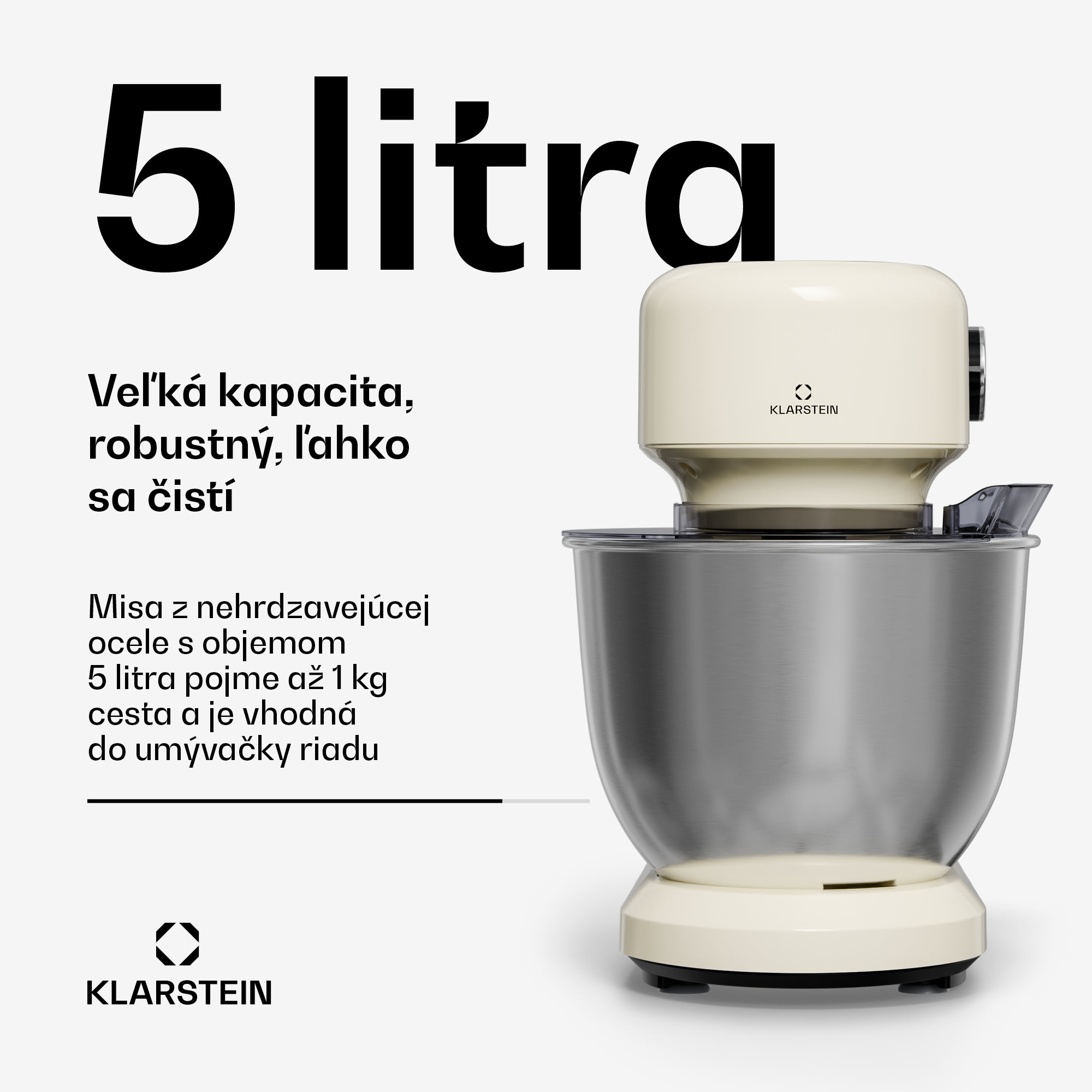 Klarstein Bella Evo kuchynský robot | Planetárny miešací systém | 3 miešacie nadstavce | 1500 W | 5 l – Obrázok 3