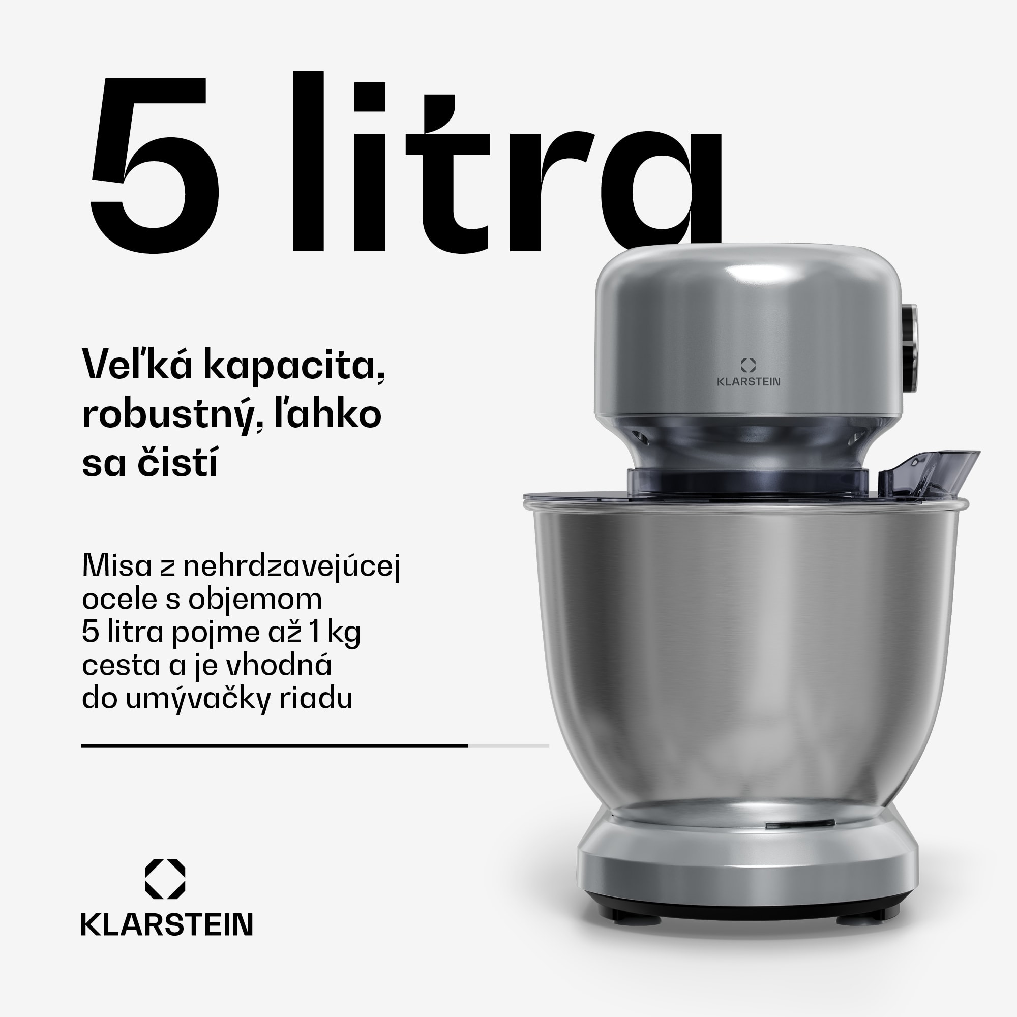 Klarstein Bella Evo kuchynský robot | Planetárny miešací systém | 3 miešacie nadstavce | 1500 W | 5 l – Obrázok 3