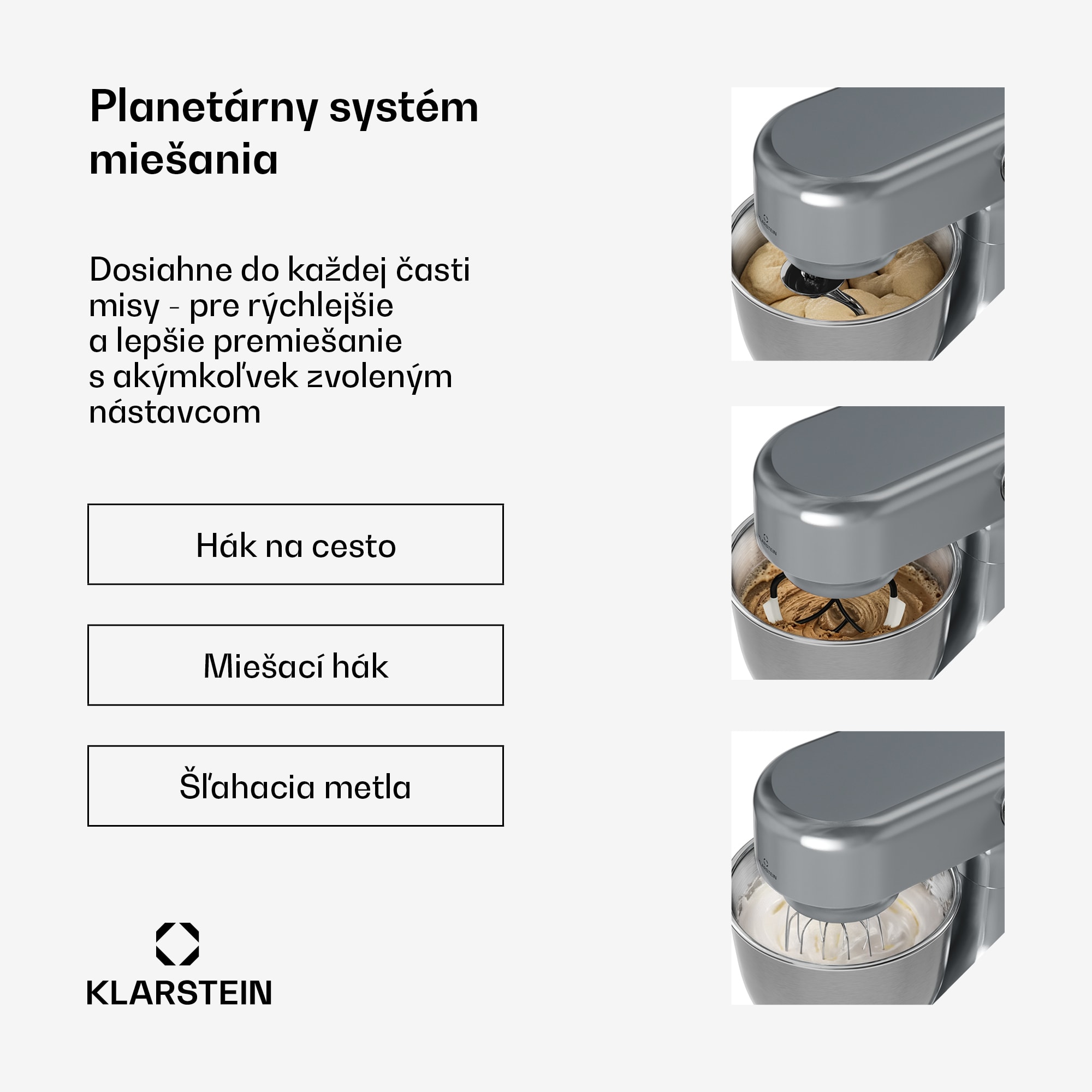 Klarstein Bella Evo kuchynský robot | Planetárny miešací systém | 3 miešacie nadstavce | 1500 W | 5 l – Obrázok 5