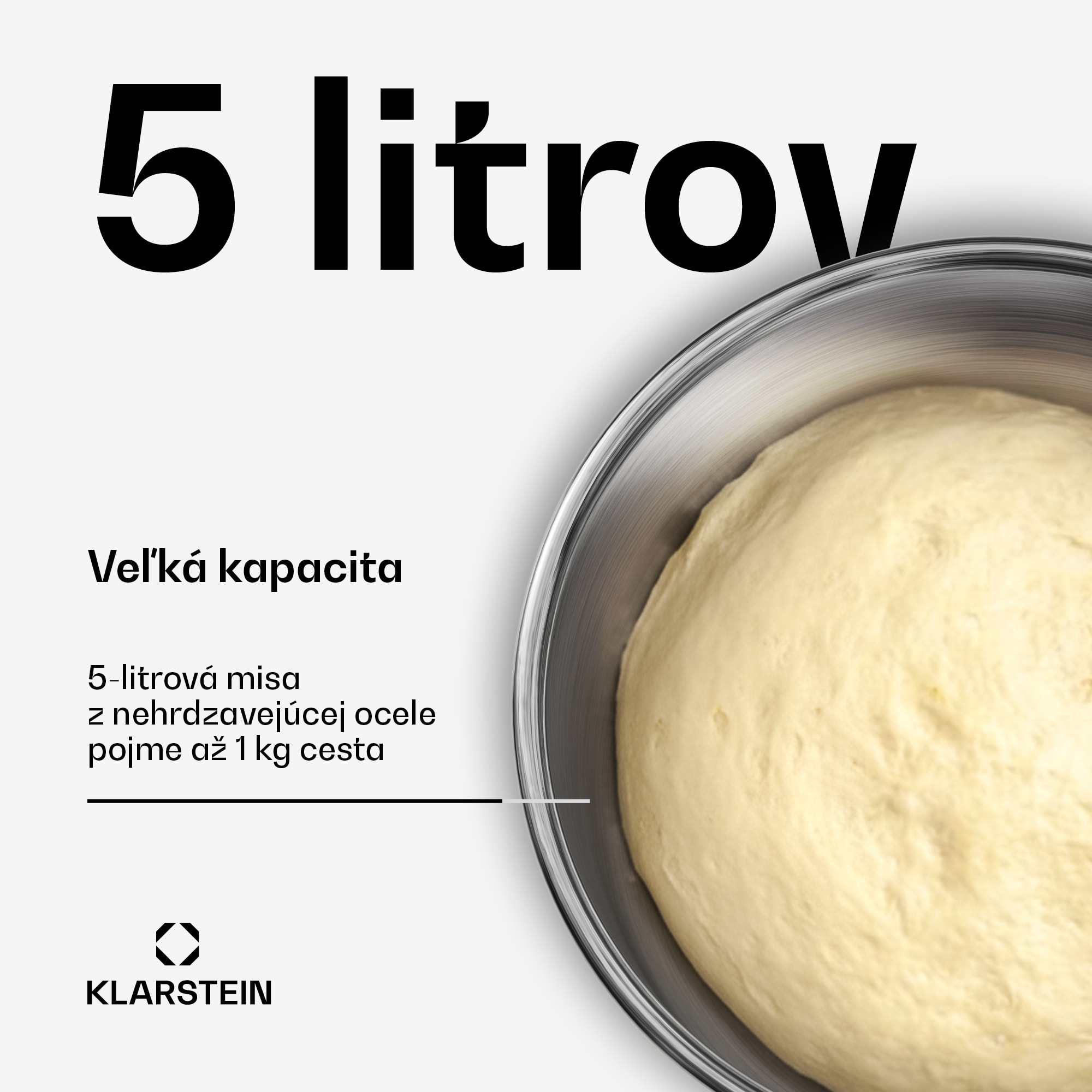 Klarstein Bella Evo/Bella Pico miešacia misa | Nerezová oceľ | 5 litrov | 0,6 kg cesta | Vhodná do umývačky riadu – Obrázok 3