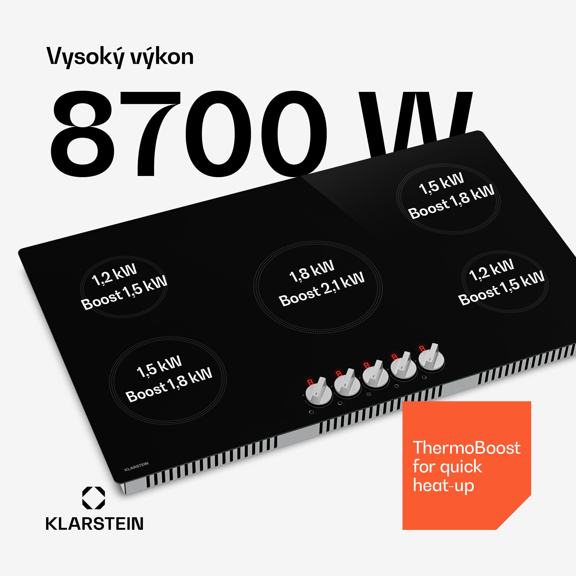 Klarstein Kochheld indukčná varná doska | Elegantná a výkonná | 5 varných zón | 8700 W | 90 cm – Obrázok 3