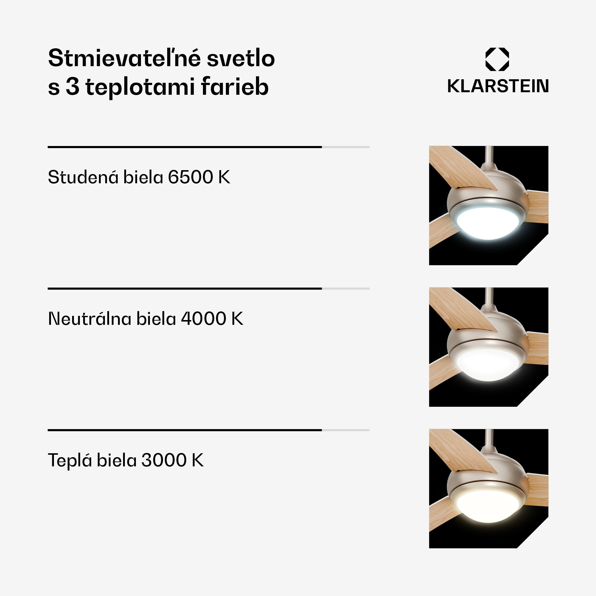 Klarstein Stropný ventilátor El Paso s osvetlením | 132 cm | 35 W | Tichý chod | Drevený – Obrázok 3