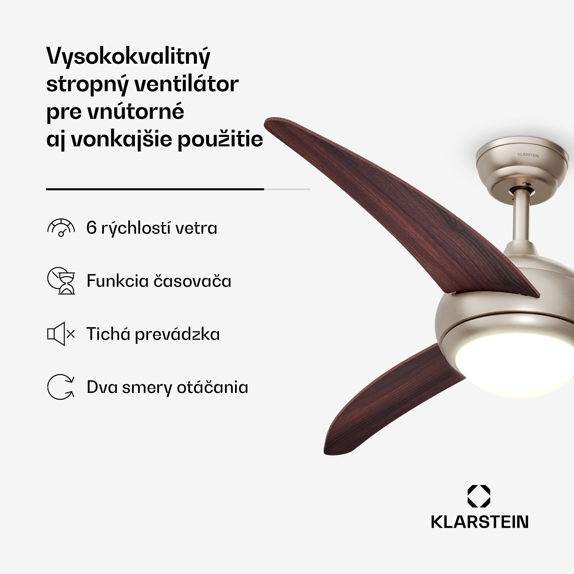 Klarstein El Paso stropný ventilátor so svetlom | 132 cm | 35 W | Tichý chod | Drevo – Obrázok 2