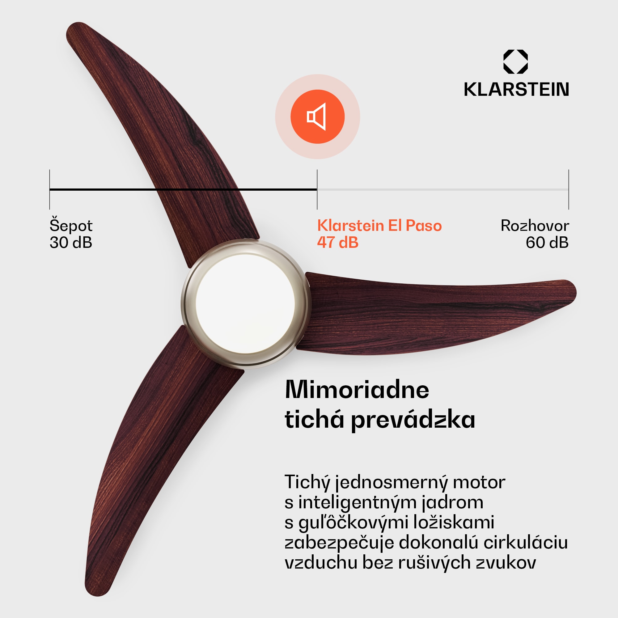 Klarstein El Paso stropný ventilátor so svetlom | 132 cm | 35 W | Tichý chod | Drevo – Obrázok 5