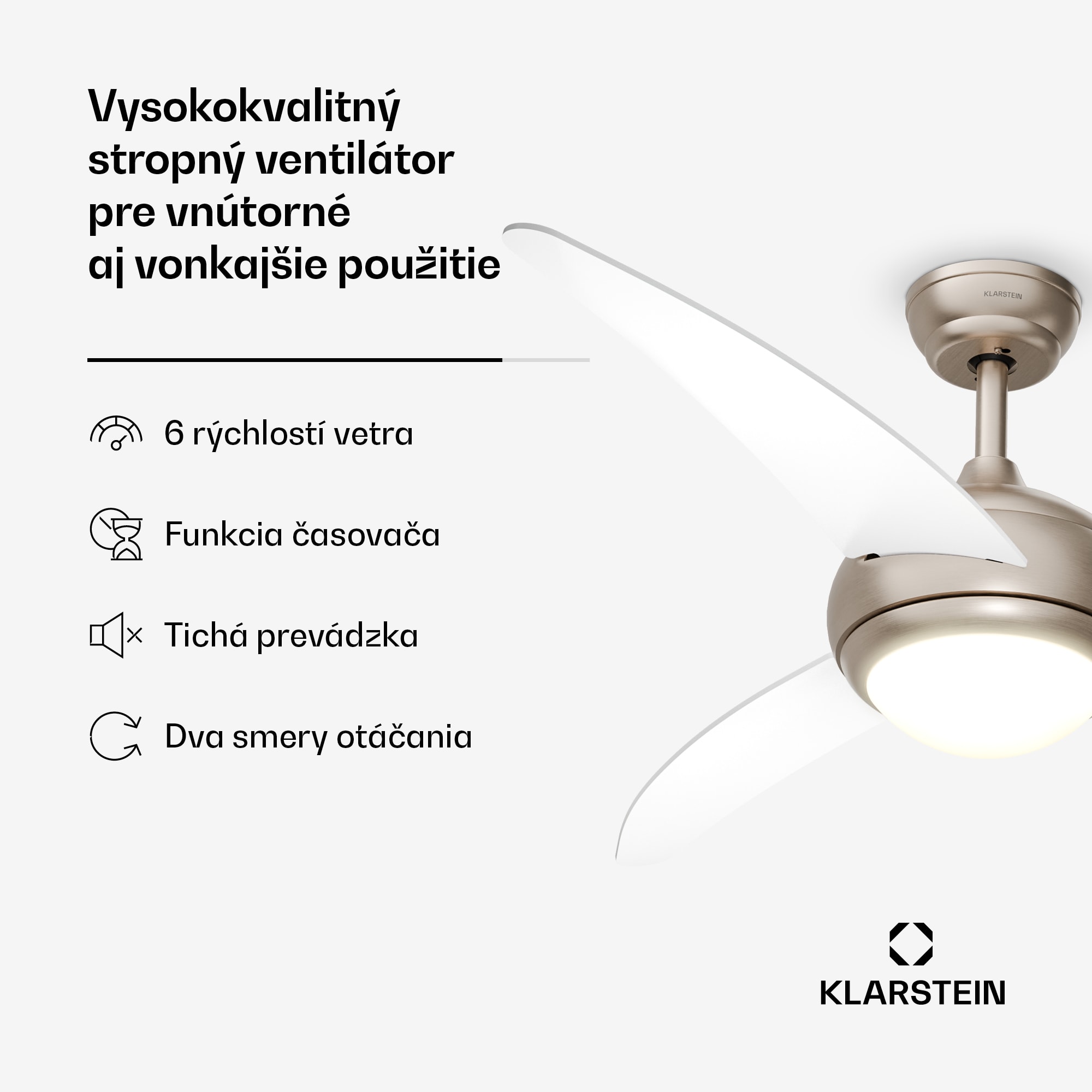 Klarstein Stropný ventilátor El Paso s osvetlením | 132 cm | 35 W | Tichý chod | Drevený – Obrázok 2
