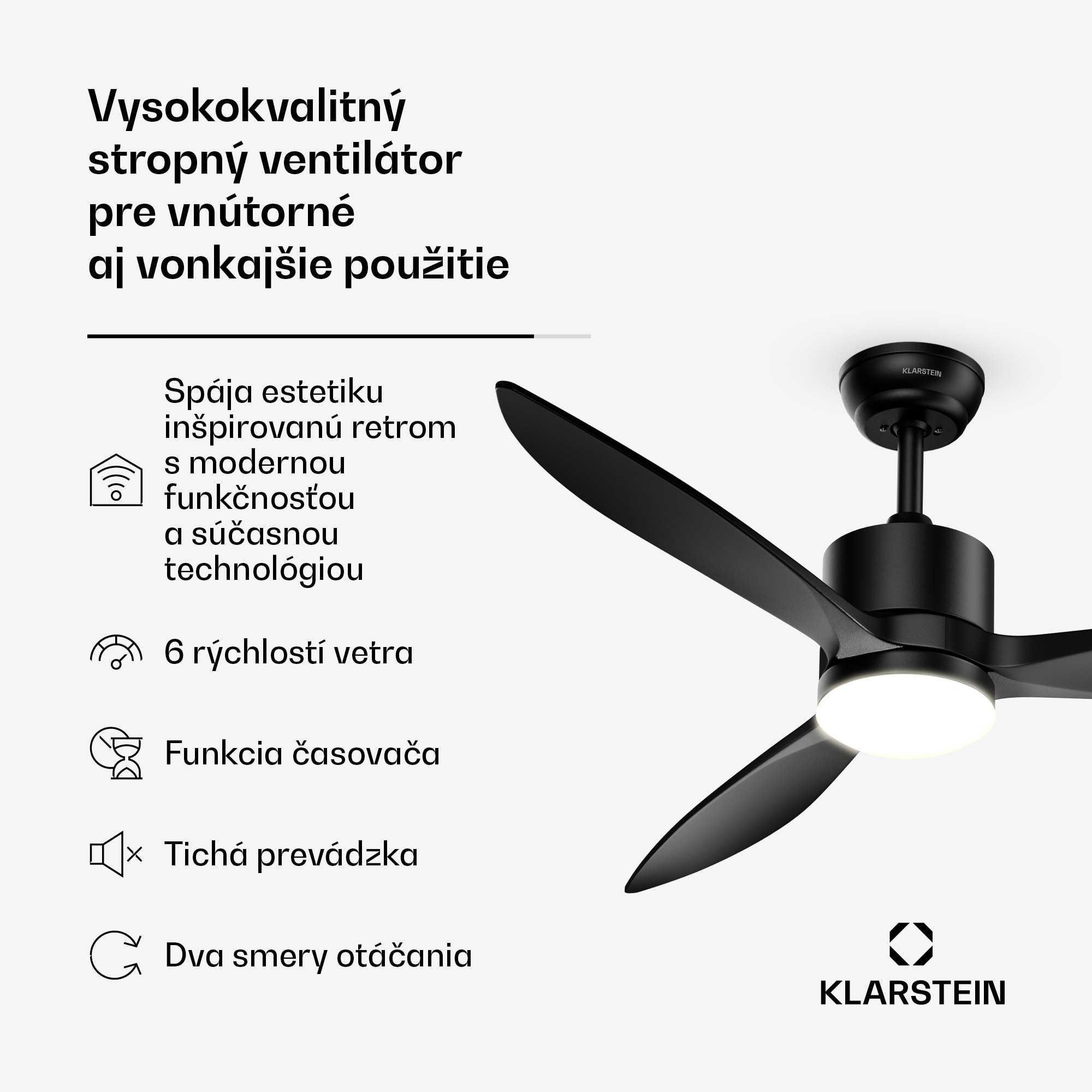 Klarstein SkyBreeze inteligentný stropný ventilátor so svetlom | 132 cm | 27 W | Tichý | LED | Drevo – Obrázok 2