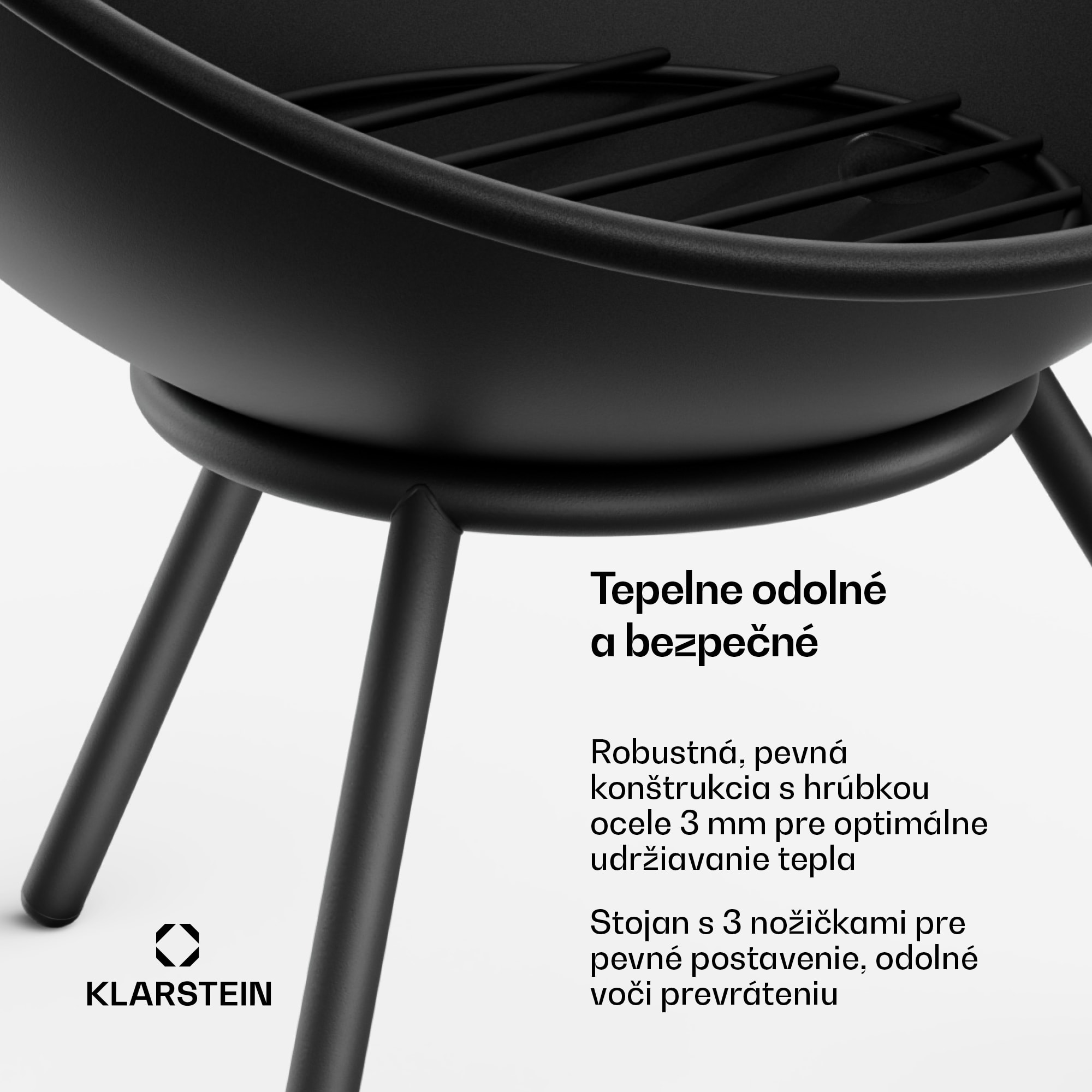 Klarstein Fireball nízka ohnisková misa | ochrana proti iskram | odolná proti korózii | robustná | 43 cm | čierna – Obrázok 4