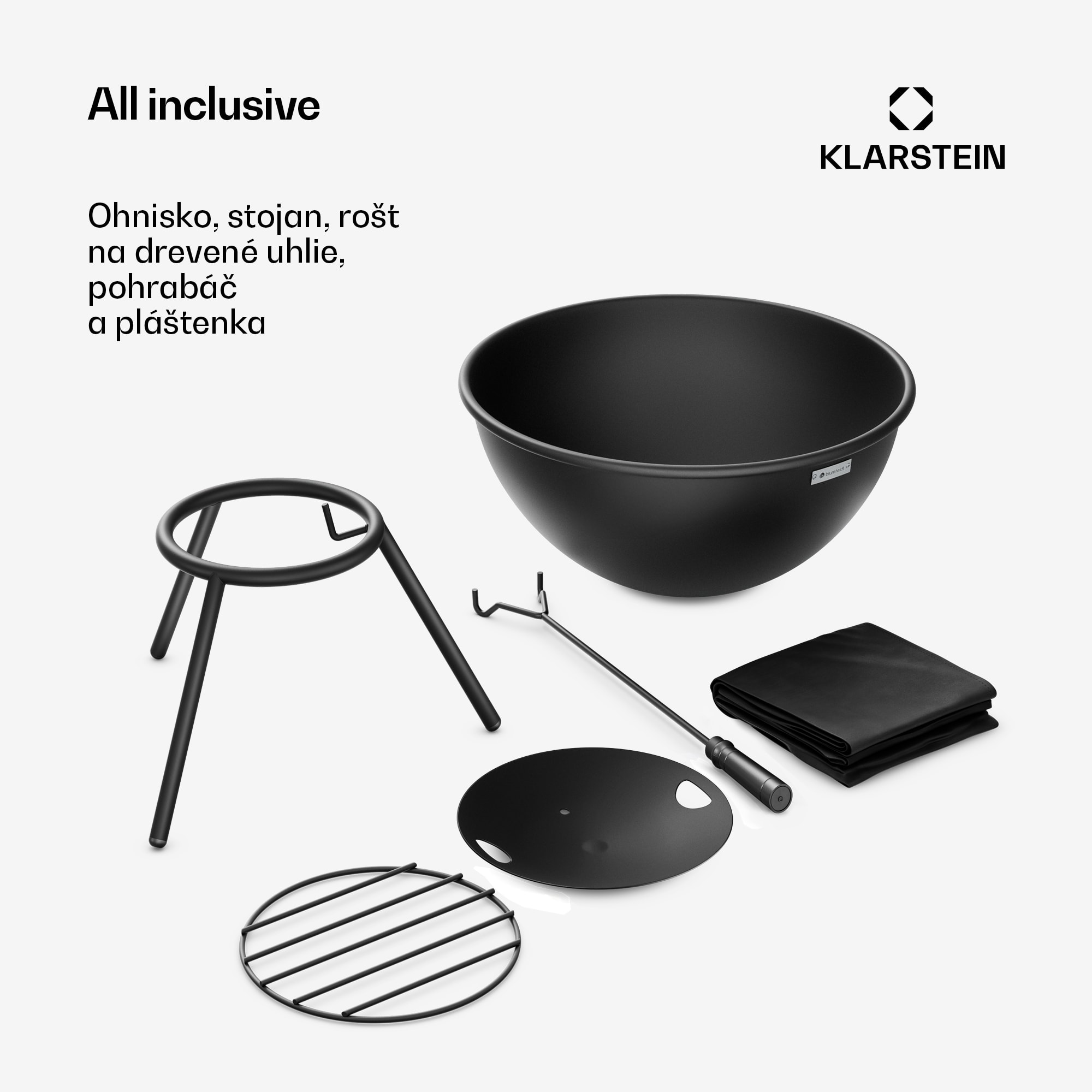 Klarstein Fireball nízka ohnisková misa | ochrana proti iskram | odolná proti korózii | robustná | 43 cm | čierna – Obrázok 5
