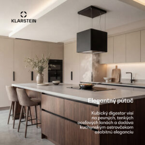 Klarstein Nexture voľne visiaca ostrovná digestorová kapucňa | A++ | 40 cm | 661 m³/h | čierna